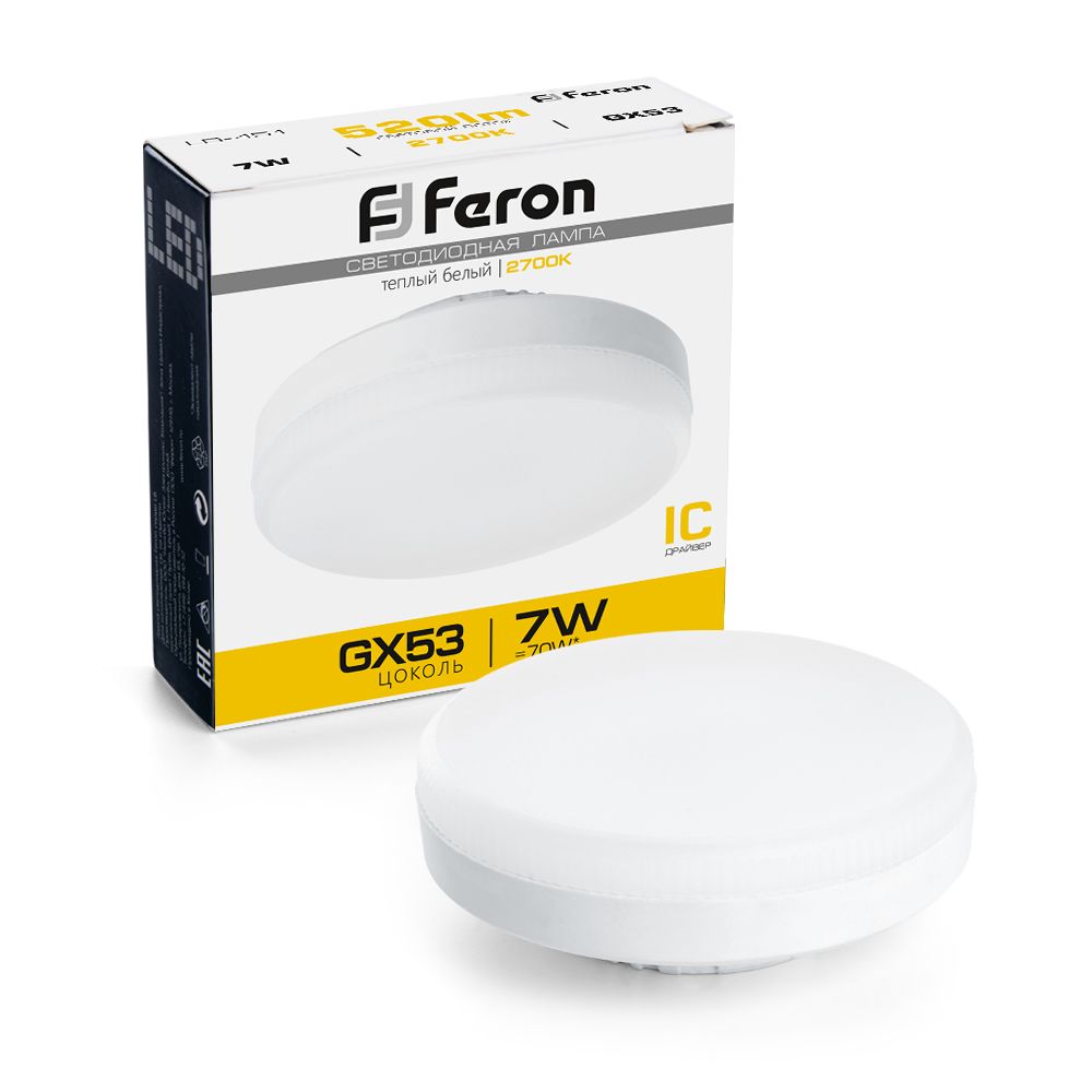 Feron Лампа cветодиодная, (7W) 230V GX53 2700K, LB-451 - Изображение №1