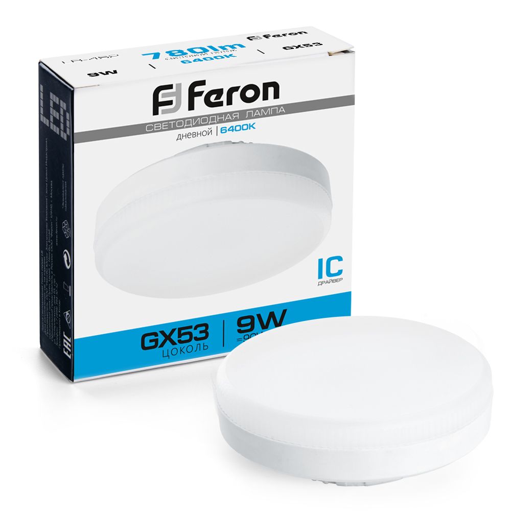 Feron Лампа cветодиодная, (9W) 230V GX53 6400K, LB-452 - Изображение №1