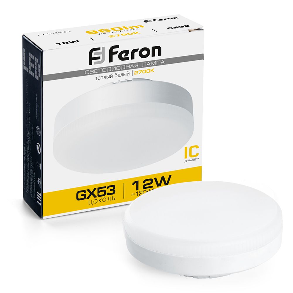 Feron Лампа cветодиодная, (12W) 230V GX53 2700K, LB-453 - Изображение №1