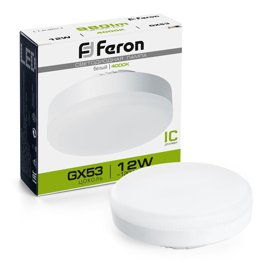 Feron Лампа cветодиодная, (12W) 230V GX53 4000K, LB-453 - Изображение №1