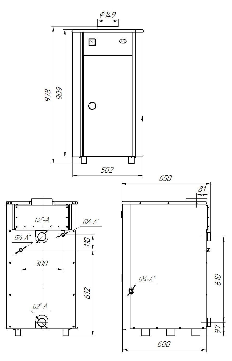 Котел "ЛУЧ"    КСГ-30, max 3 bar                   (Ø150) - миниатюра №7