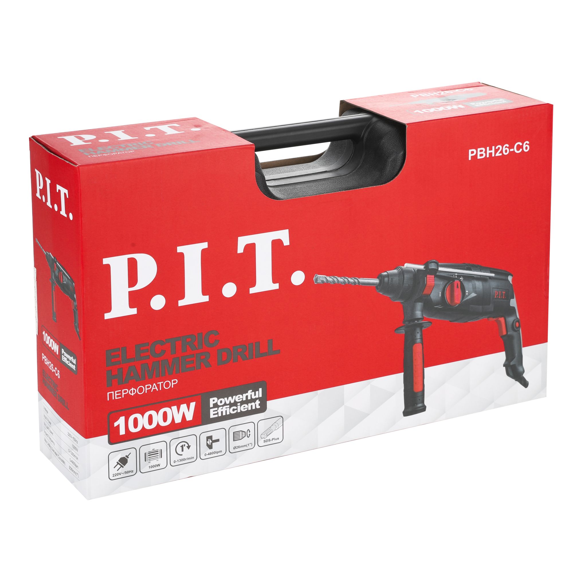 Перфоратор горизонтальный P.I.T. 1000Вт, SDS+, КЕЙС - Изображение №2