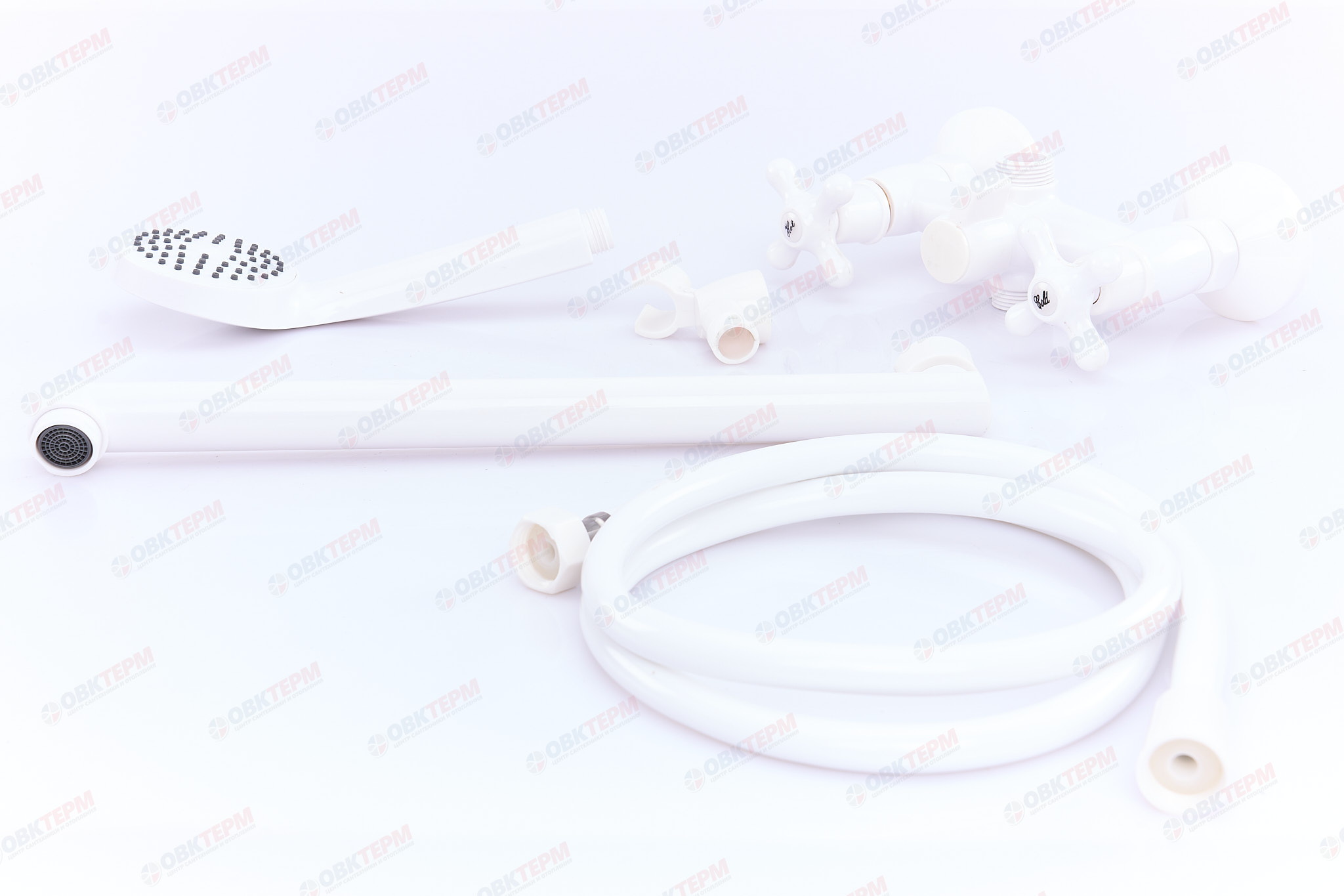 Смеситель д/ванны PLAMIX PABLO-140 EURO SET White (с шлангом и лейкой) (20 шт/ящ) - Изображение №3