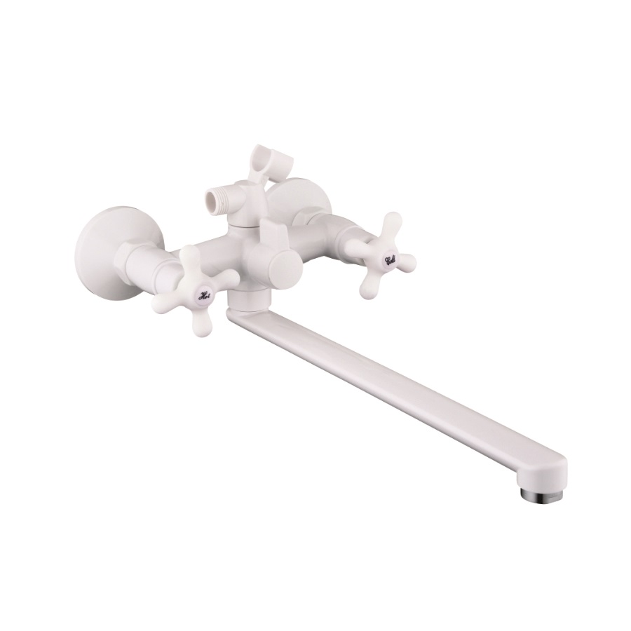Смеситель д/ванны PLAMIX PABLO-140 EURO SET White (с шлангом и лейкой) (20 шт/ящ) - Изображение №1