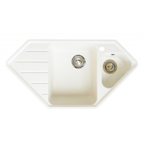 Мойка угловая двухсекционная 930*485*200мм GRANMILL 34 белая матовая - изображение №1