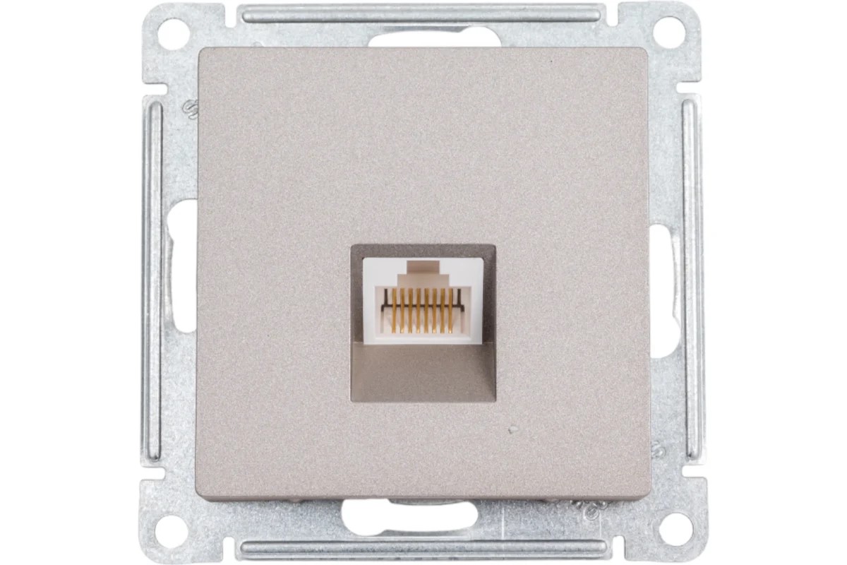 Механизм компьютерной розетки Atlas design RJ45 шампань Systeme Electric - Изображение №1