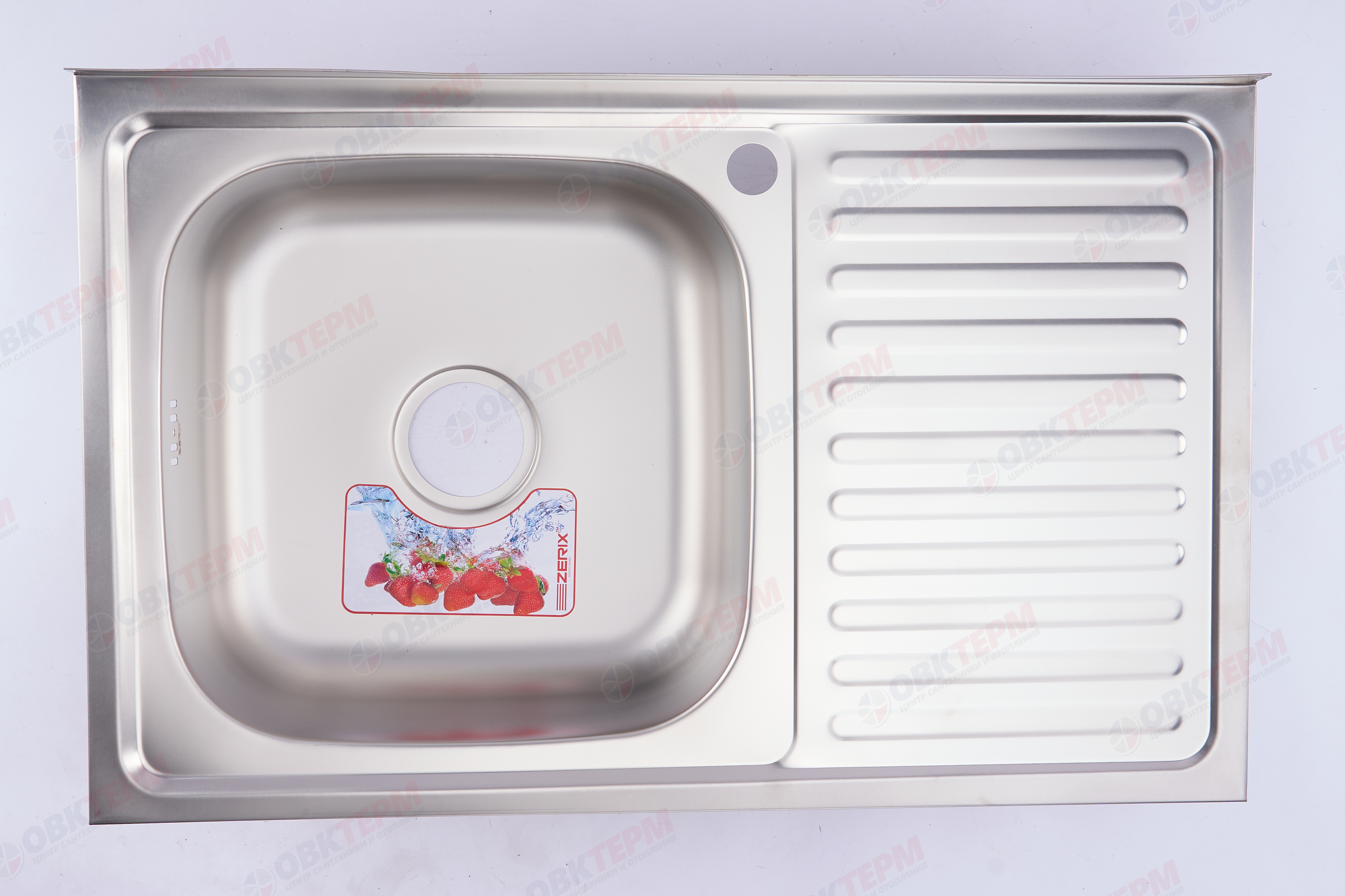 ZERIX мойка Z8050L-08-180E (SATIN) НАКЛАДНАЯ \ с сифоном (7шт/ящ) - миниатюра №6
