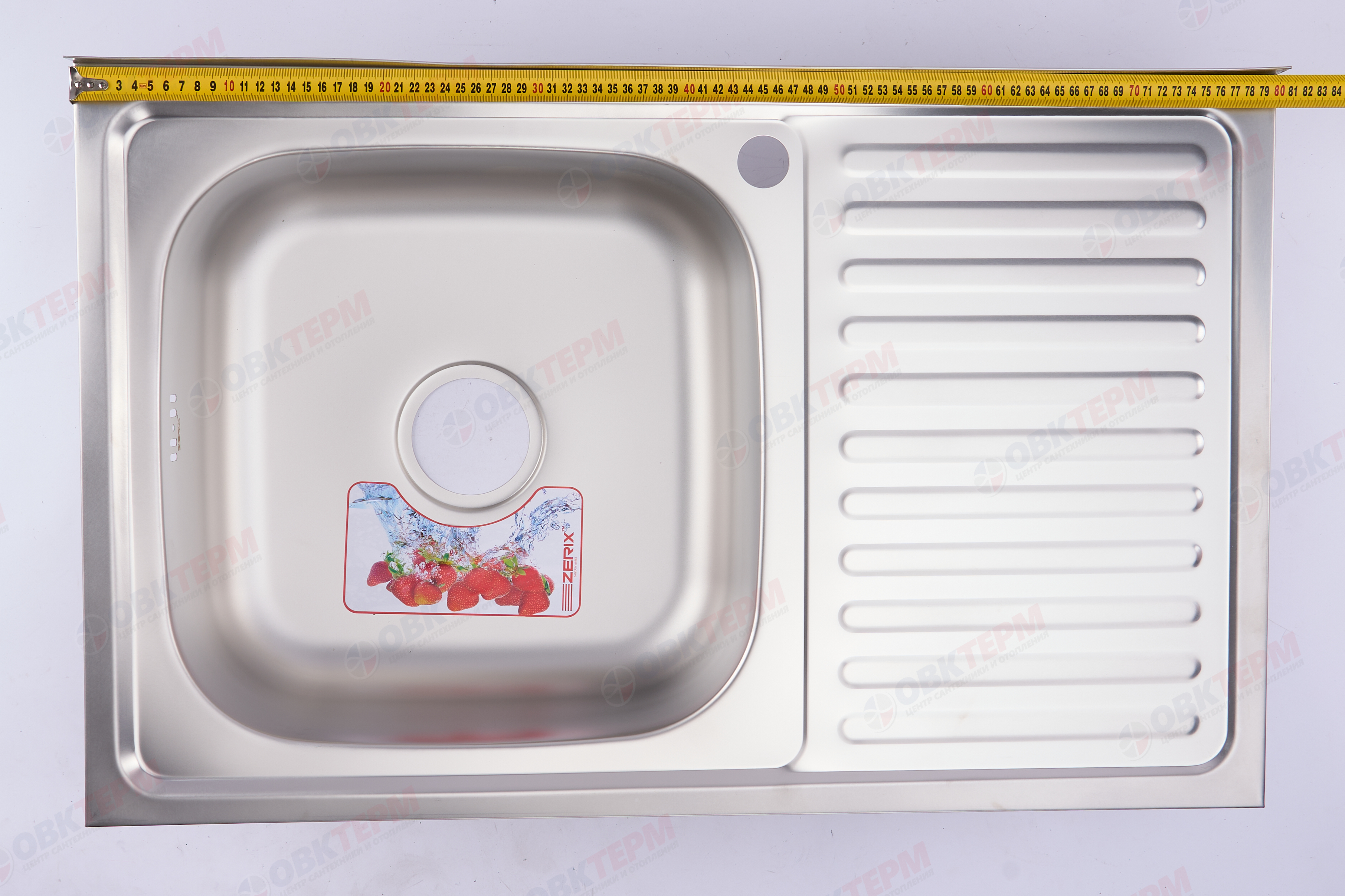 ZERIX мойка Z8050L-08-180E (SATIN) НАКЛАДНАЯ \ с сифоном (7шт/ящ) - миниатюра №7