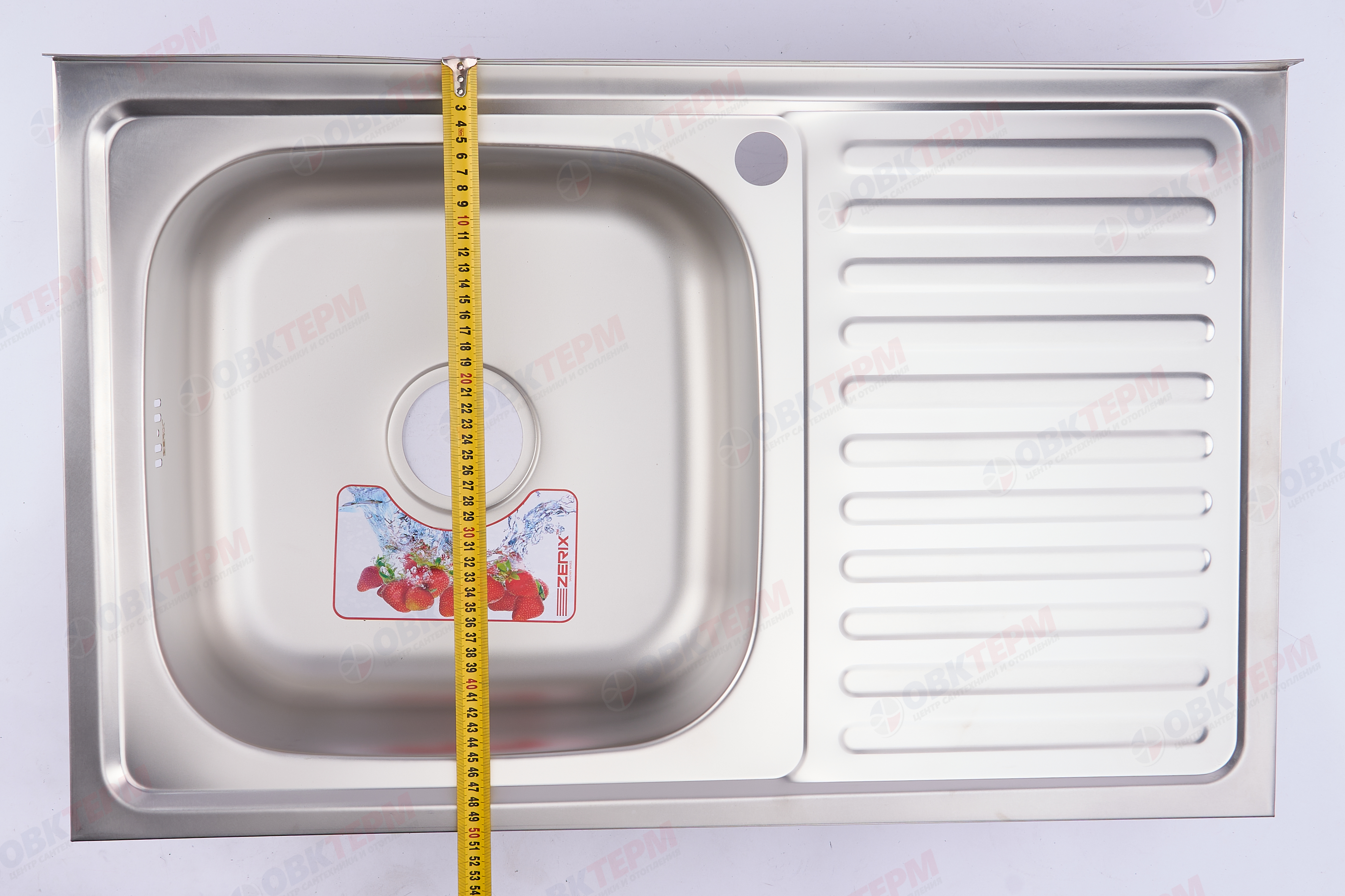 ZERIX мойка Z8050L-08-180E (SATIN) НАКЛАДНАЯ \ с сифоном (7шт/ящ) - миниатюра №8