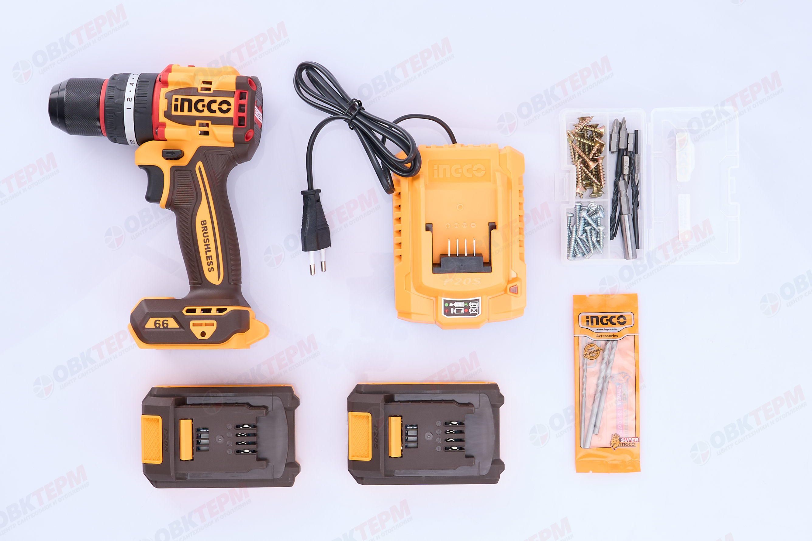 Шуруповерт аккум. УДАРНЫЙ INGCO INDUSTRIAL Б/Щ 20V MAX (66Нм, патрон металл 13мм, 2 АКБ, ЗУ, КЕЙС) - Изображение №2
