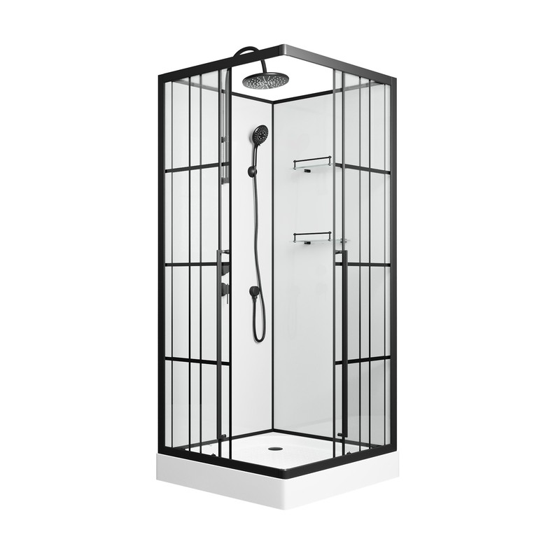 Душ.каб. Niagara Standart ST90/15QL/KL/BKT (90х90х225) низкий поддон(15см),черный,стекло прозр - Изображение №1