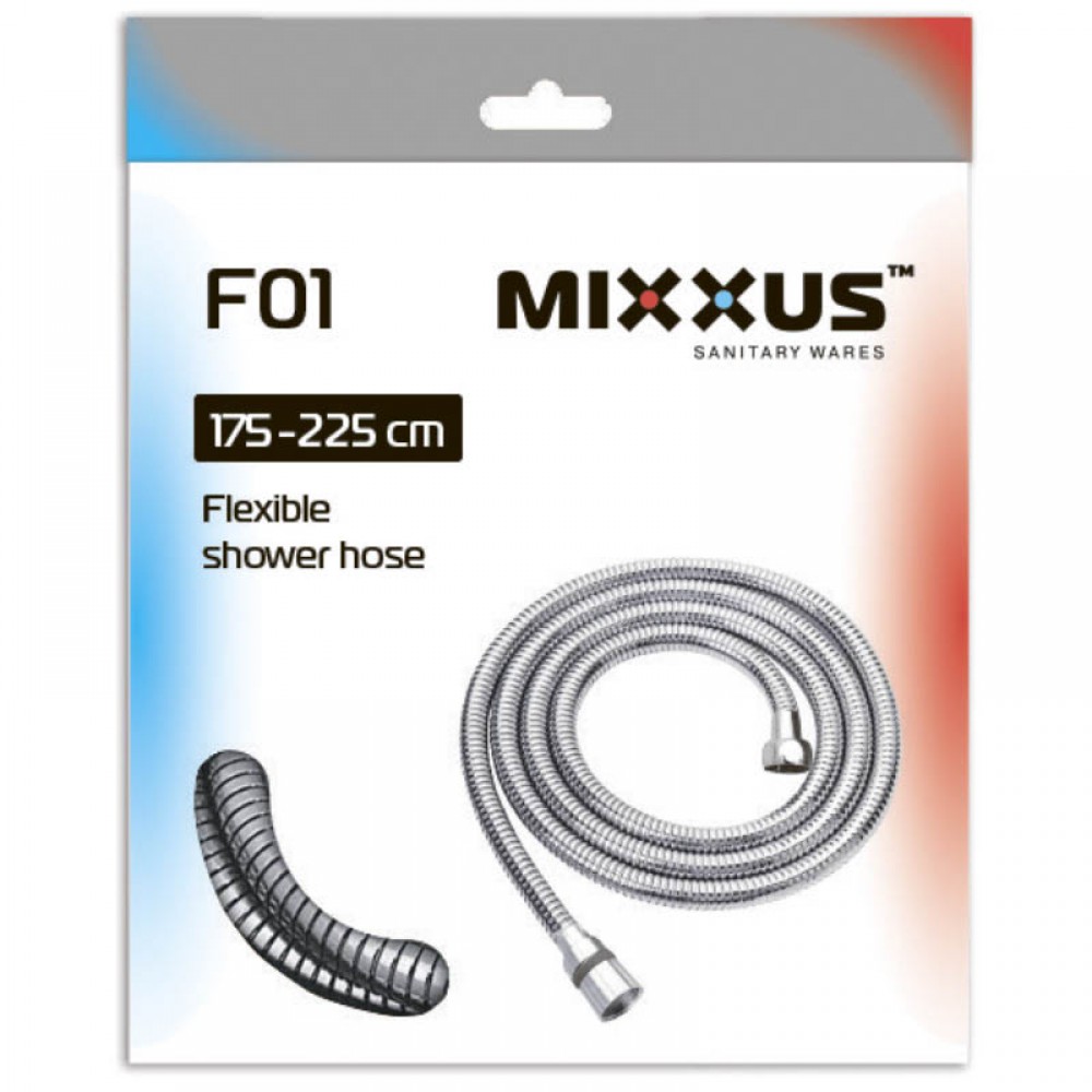 Шланг д/душа MIXXUS Chr.F01 растяжной 175-225 см коробка (48 шт/ящ) - Изображение №1