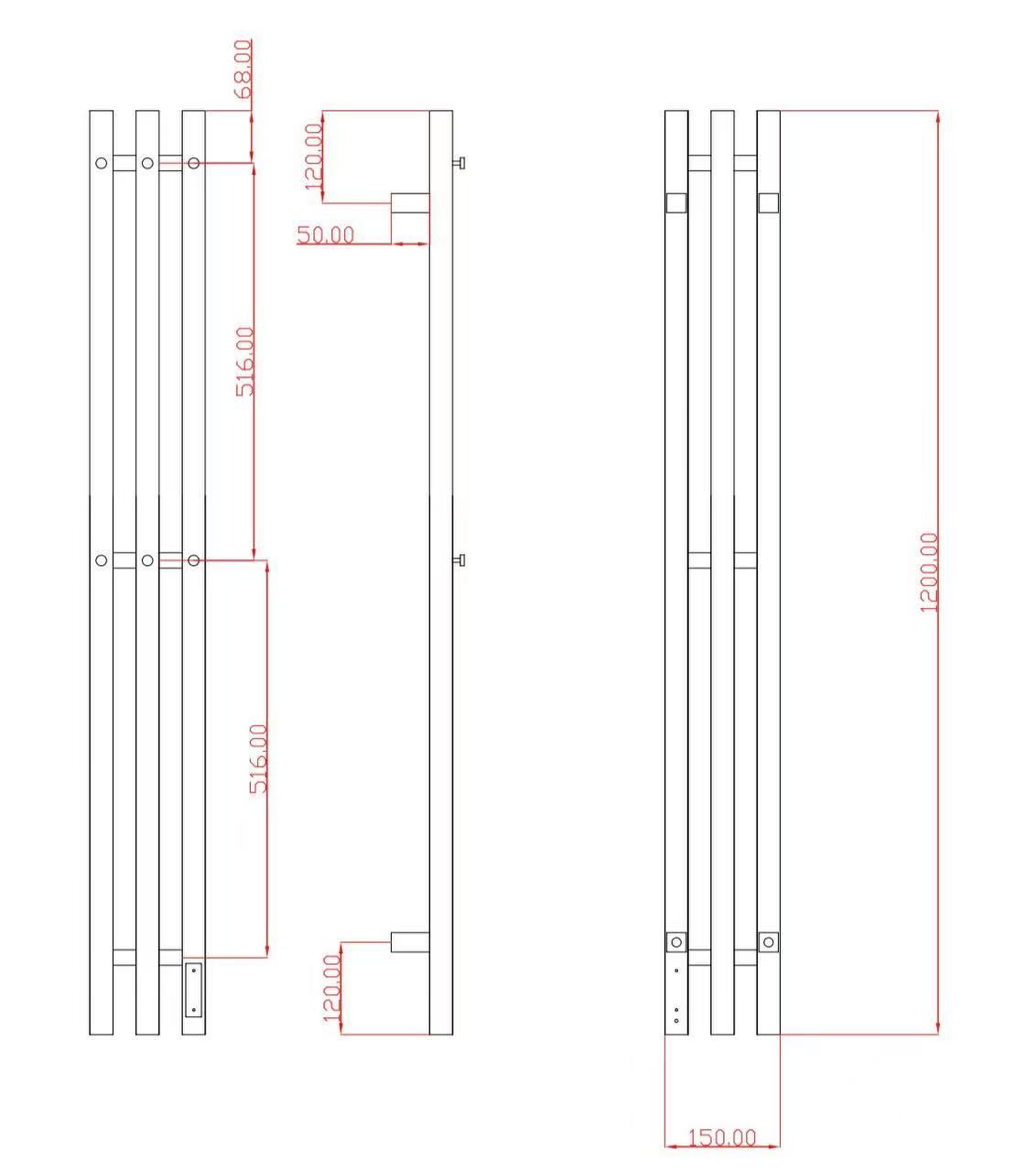 Полотенцесушитель электрический Domamir Papa-K 1200x120 NI (никель) - Изображение №3