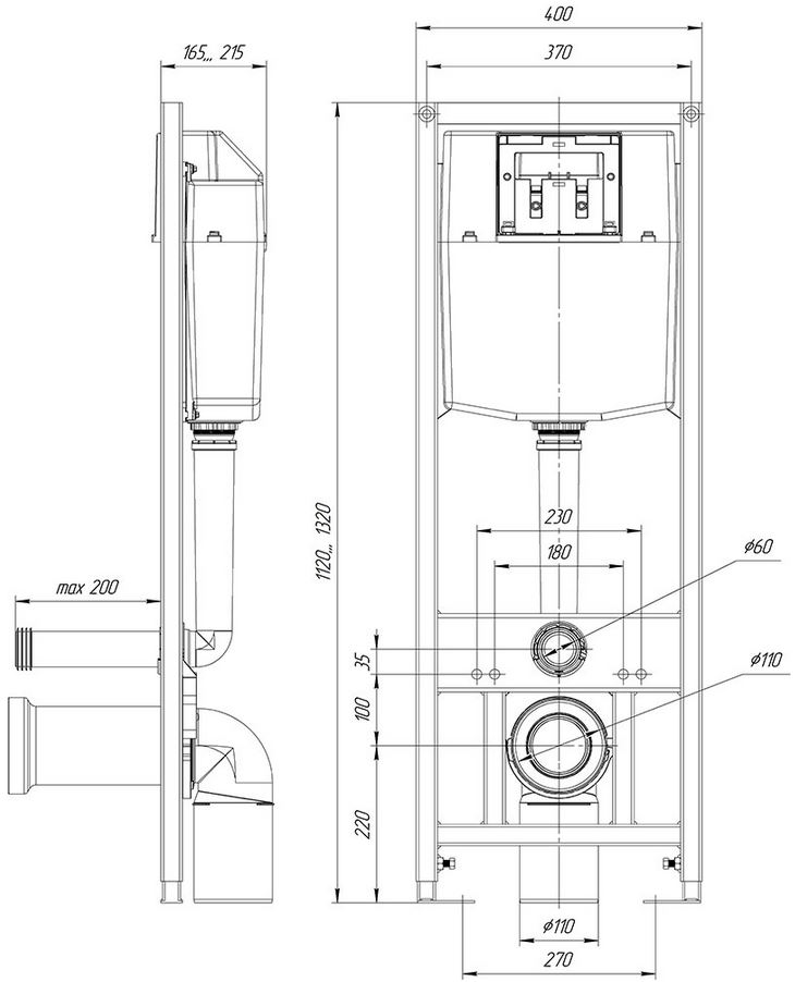 Инсталляц. сист д/унитаза DI (Тип 2-Ч-DI / кнопка / цвет ЧЁРНЫЙ) - Изображение №4
