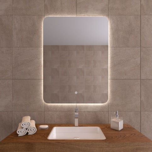 Зеркало  600х800 Kvint с LED подсветкой и сенсорным выкл.Кайман Glassiko - Изображение №1