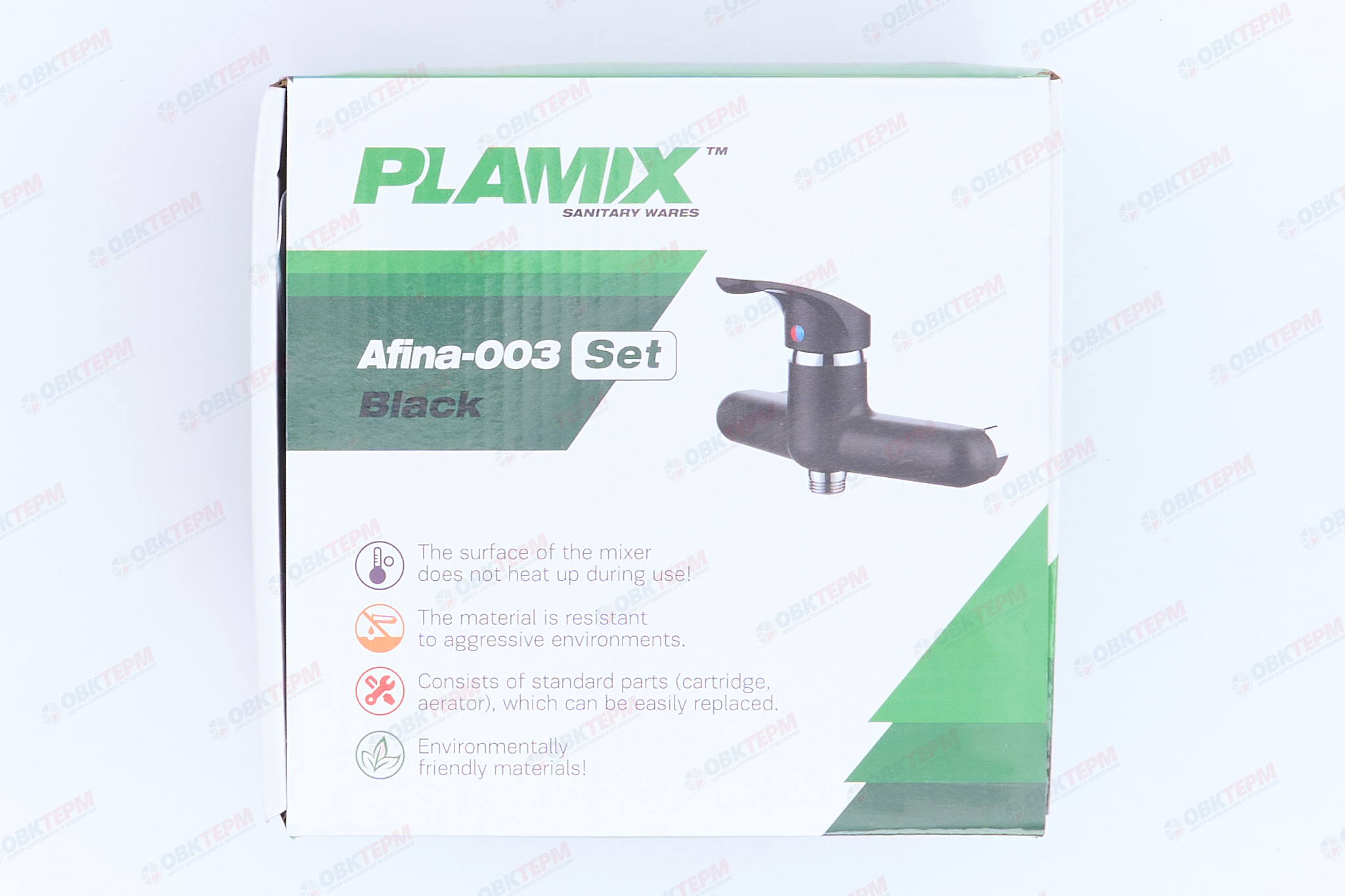 Смеситель д/душ.кабины PLAMIX AFINA-003 SET Black /ABS (со шлангом, лейкой и кронштейном) (6 шт/ящ) - миниатюра №6