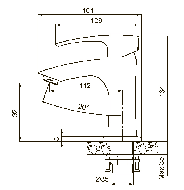 Смеситель д/умывальника KOER KB-10007-05 (Цвет черный) (8шт/ящ) - Изображение №2