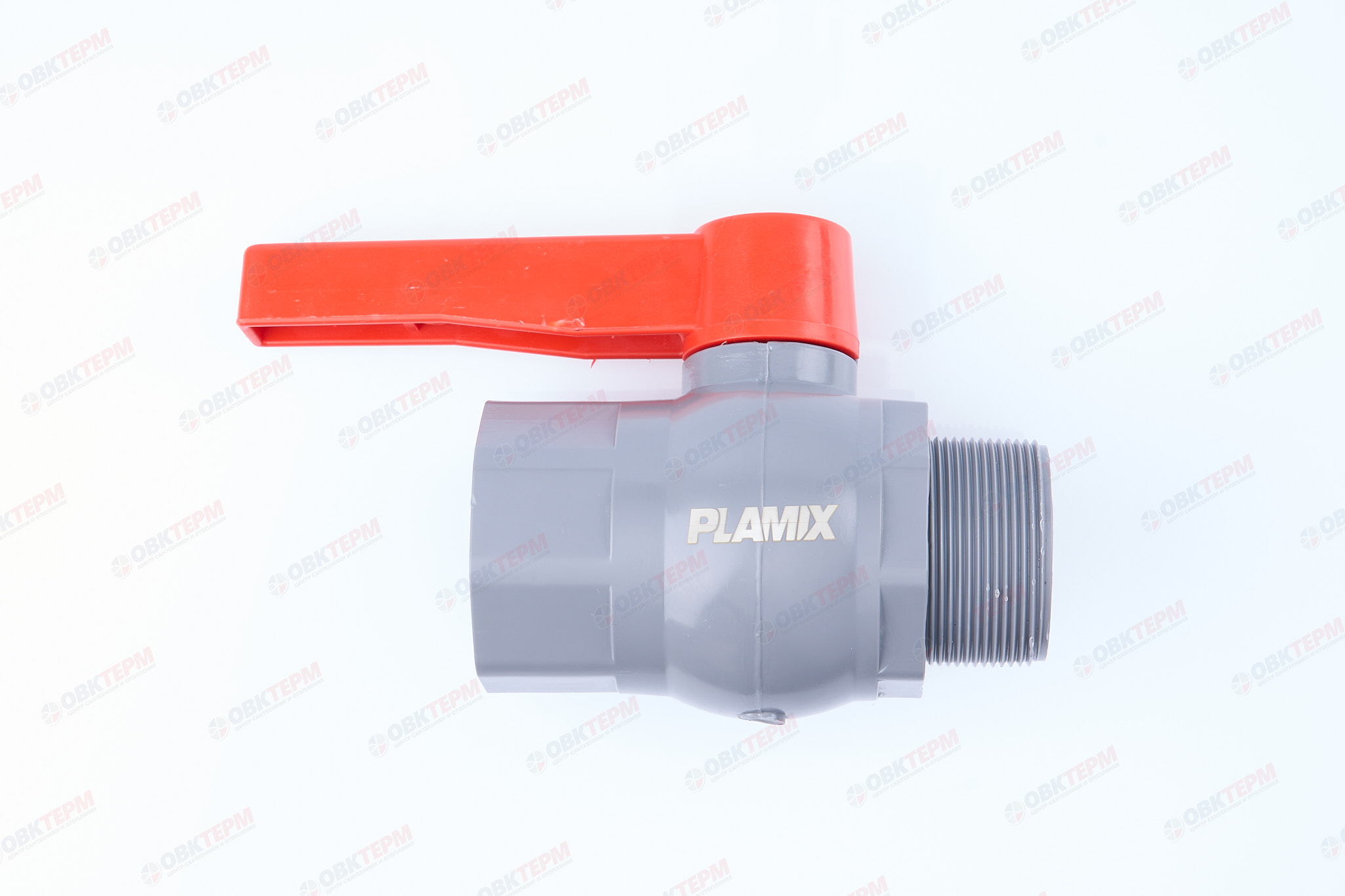 Кран  шаровый пластиковый  2"  ВН (серый)  PLAMIX  (24шт) - Изображение №1