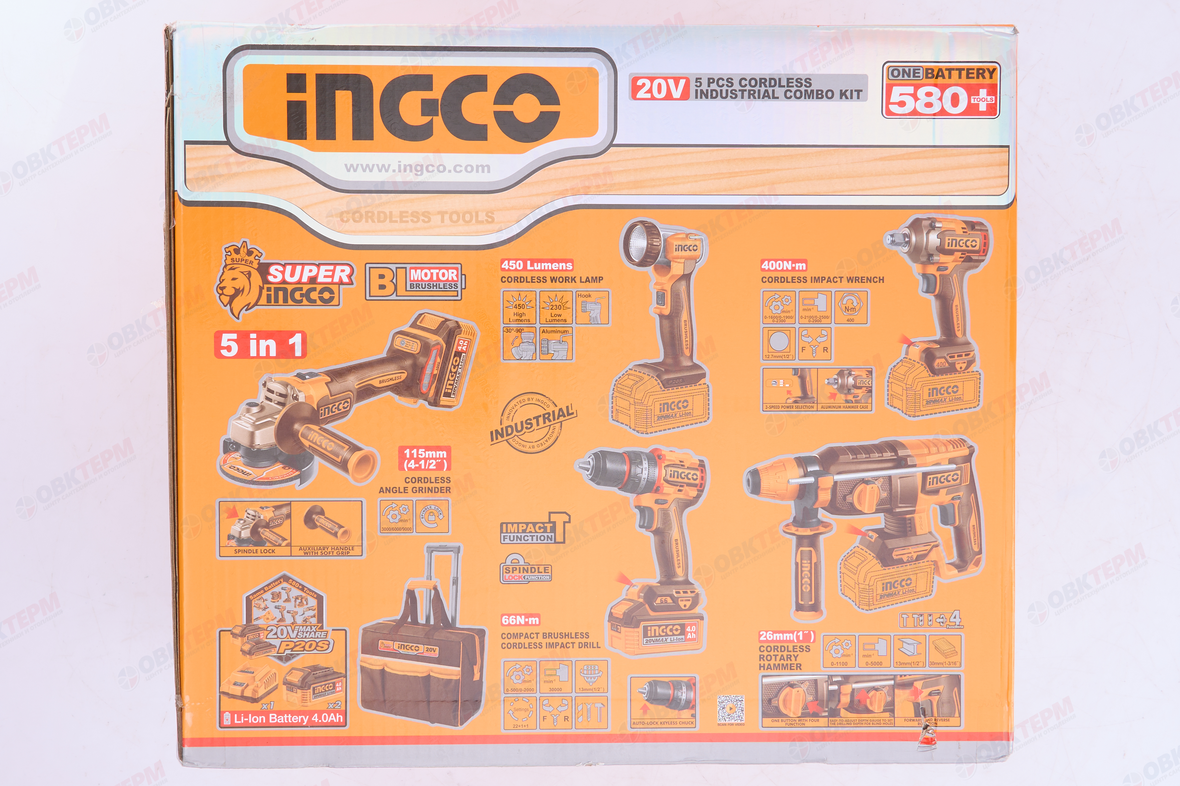 Набор аккум. инструмента 5 в 1 СУМКА на КОЛЕСАХ INGCO INDUSTRIAL - миниатюра №16