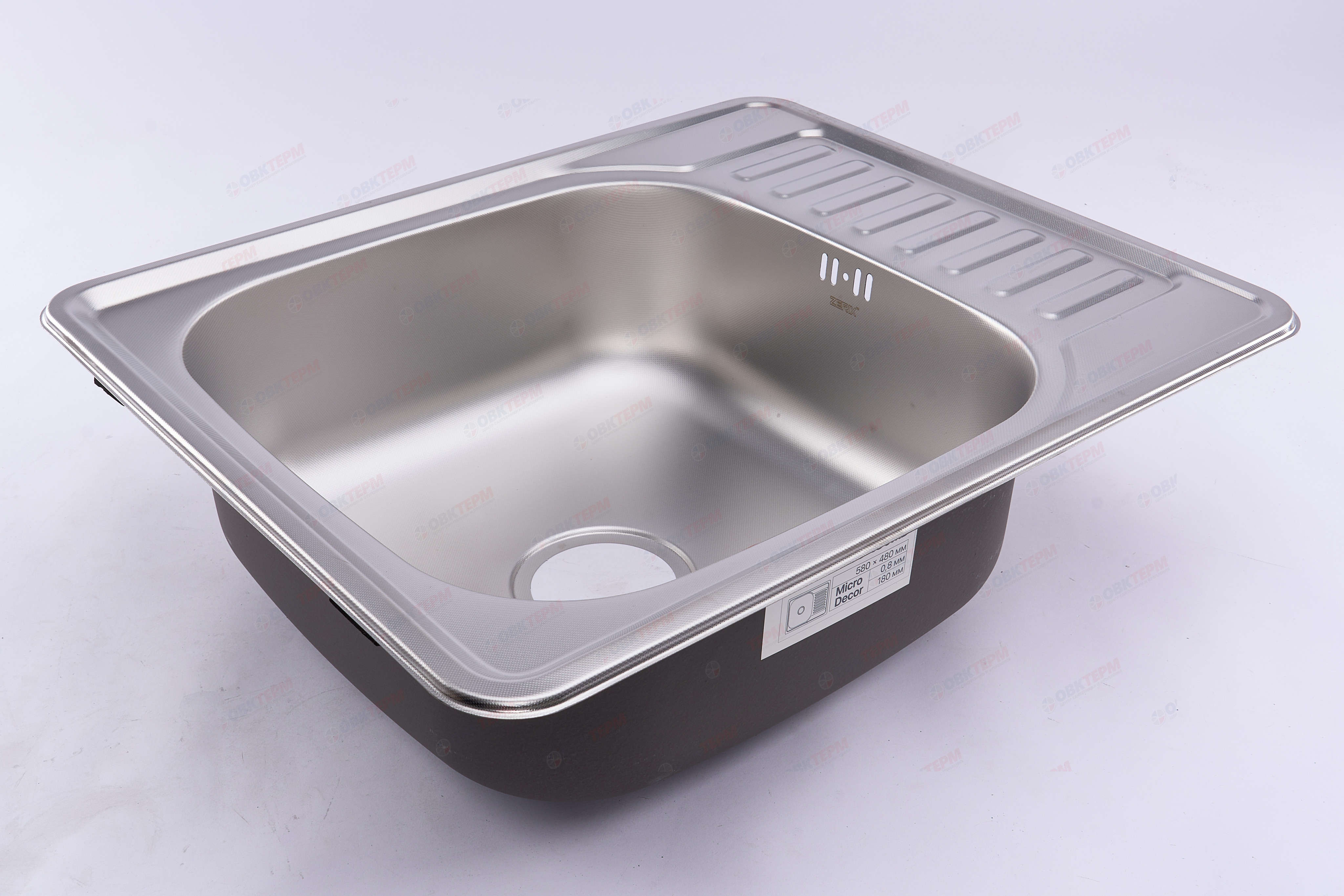 ZERIX мойка Z5848-08-180MD (micro decor) ВРЕЗНАЯ /сифон (10шт/ящ) - миниатюра №2