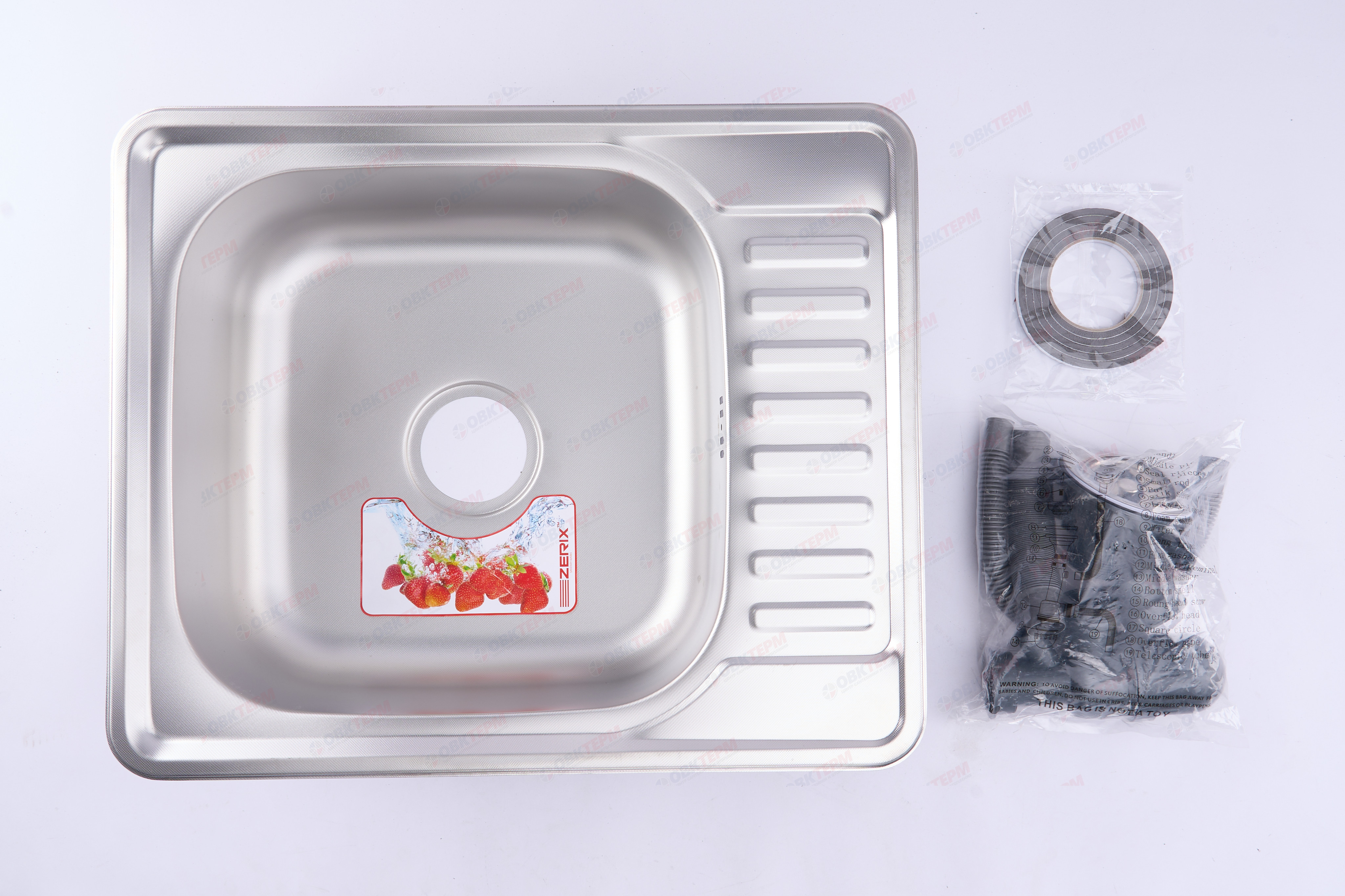 ZERIX мойка Z5848-08-180MD (micro decor) ВРЕЗНАЯ /сифон (10шт/ящ) - миниатюра №9