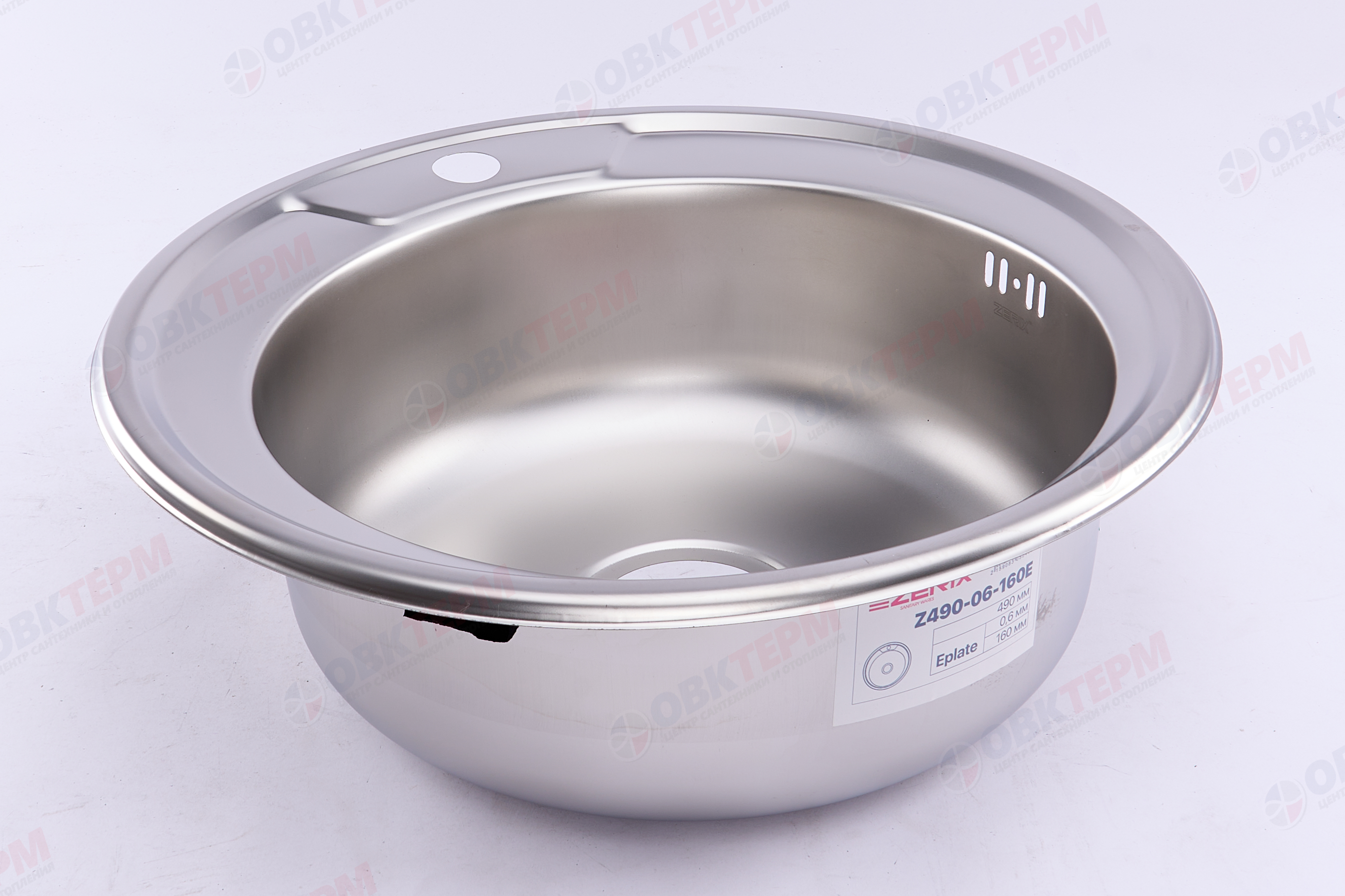 ZERIX мойка Z490-06-160E (SATIN) ВРЕЗНАЯ /сифон (10шт/ящ) - Изображение №3
