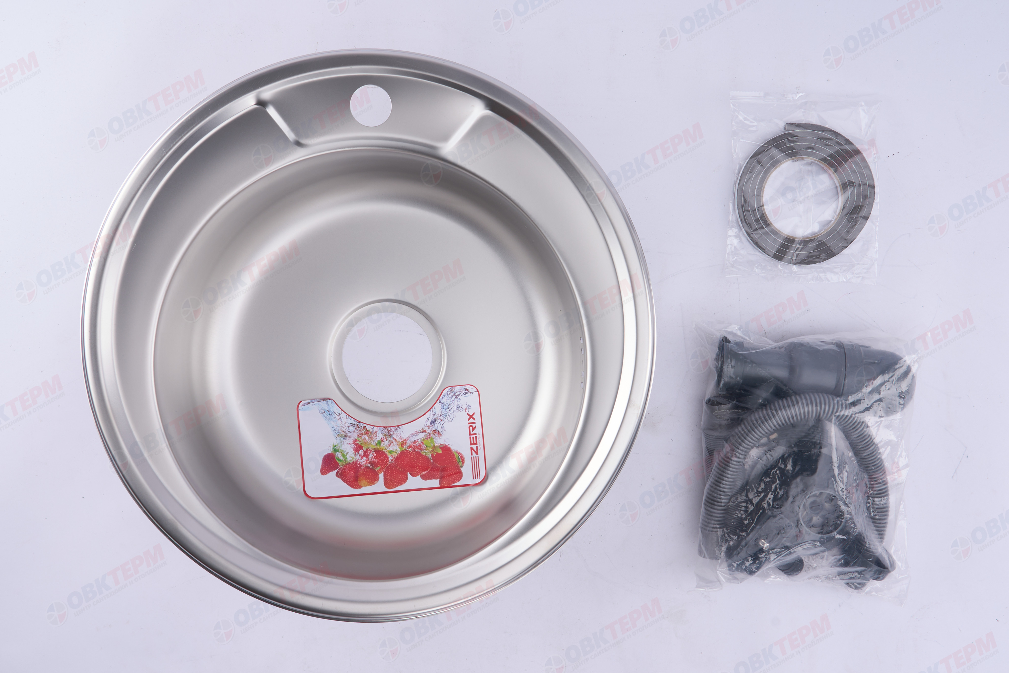 ZERIX мойка Z490-06-160E (SATIN) ВРЕЗНАЯ /сифон (10шт/ящ) - миниатюра №17