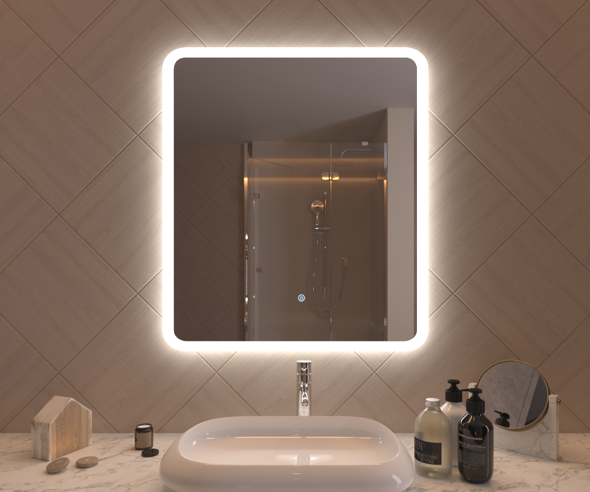 Зеркало  700x800 Gent с LED подсветкой,подогревом,литым коробом и сенсорным выкл. Кайман Glassiko - Изображение №1