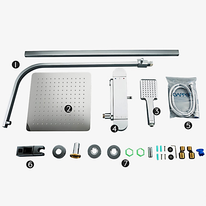 Душ/система GAPPO G2483-40 латунь/хром /термостат /лейка 1 реж /тропический душ 300х300мм - миниатюра №3