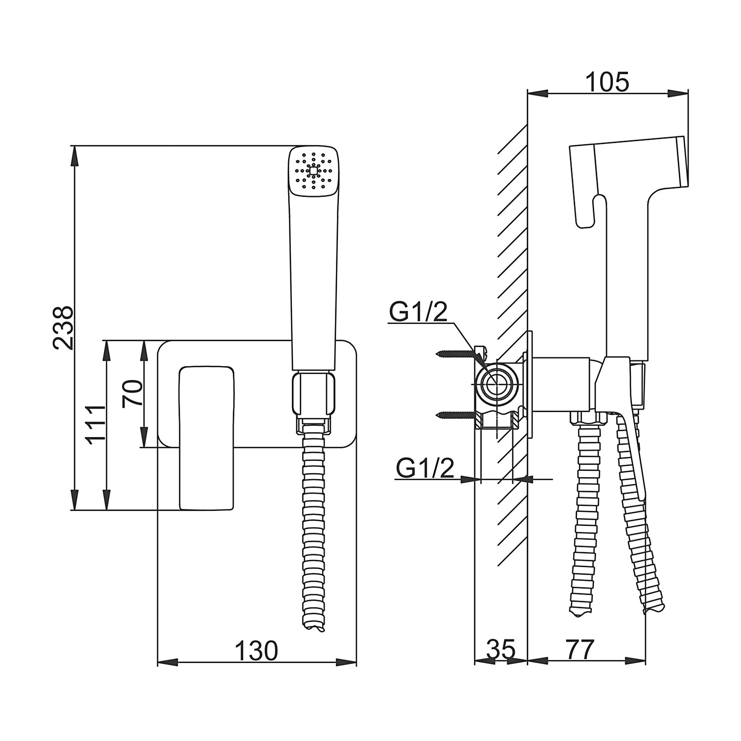 Смеситель с гигиеническим душем FRAP F2084 латунь /хром - миниатюра №2