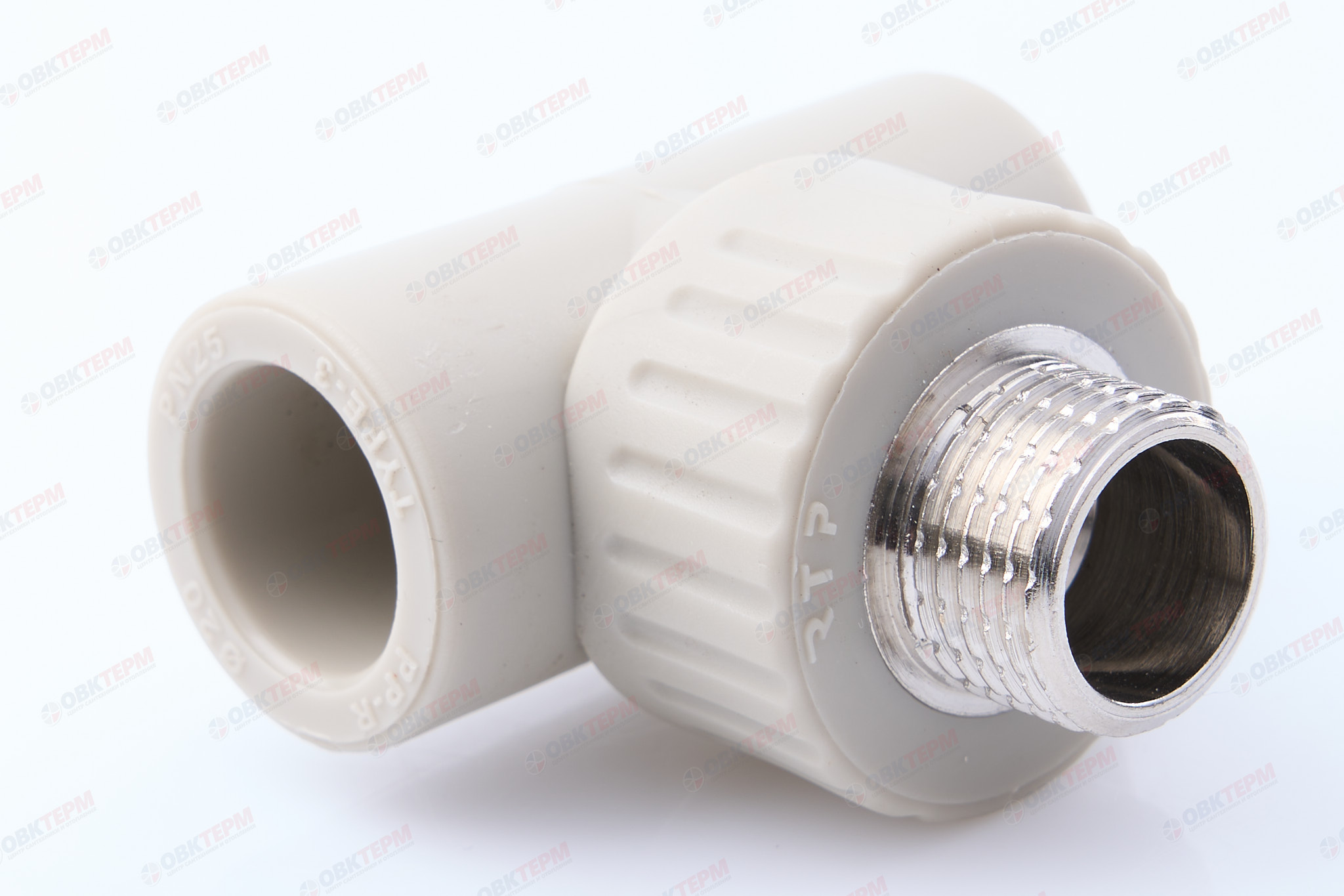 Тройник с МРН 20 * 1/2" * 20    СЕРЫЙ PP-R   (RTP)     (90/15) - Изображение №1