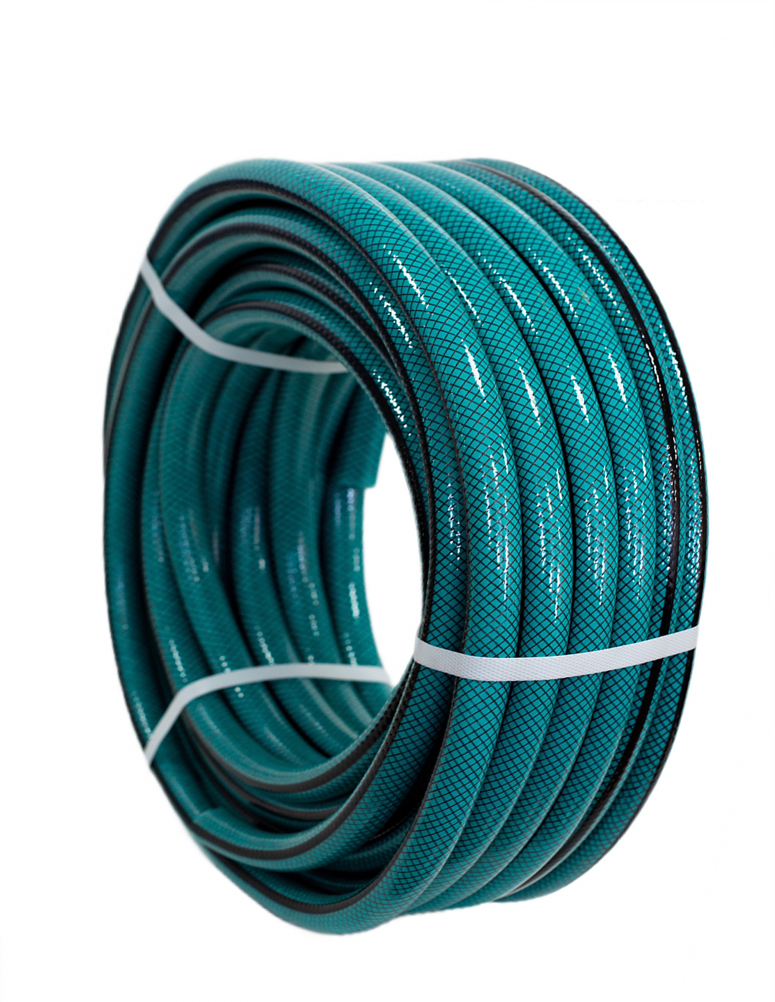 Шланг поливочный ПВХ "Horke" силикон бирюзовый с черной полосой  армир. 3-х слойный 1/2 (25 м) - Изображение №2