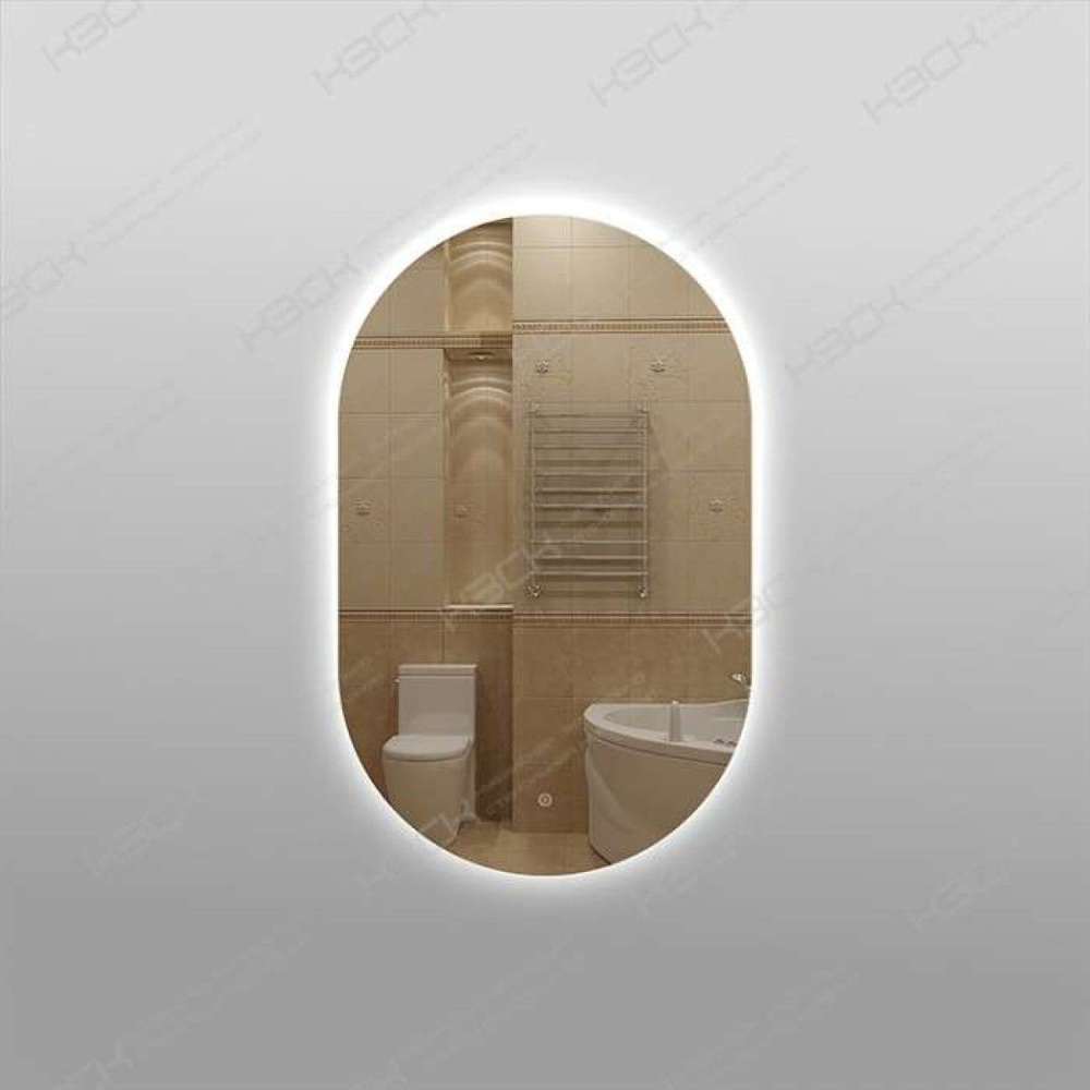 Зеркало  500х800 овальное LED подс.6500К 9,6 Вт/м с сенс.выкл., унив. монтаж КЗСК - изображение №1