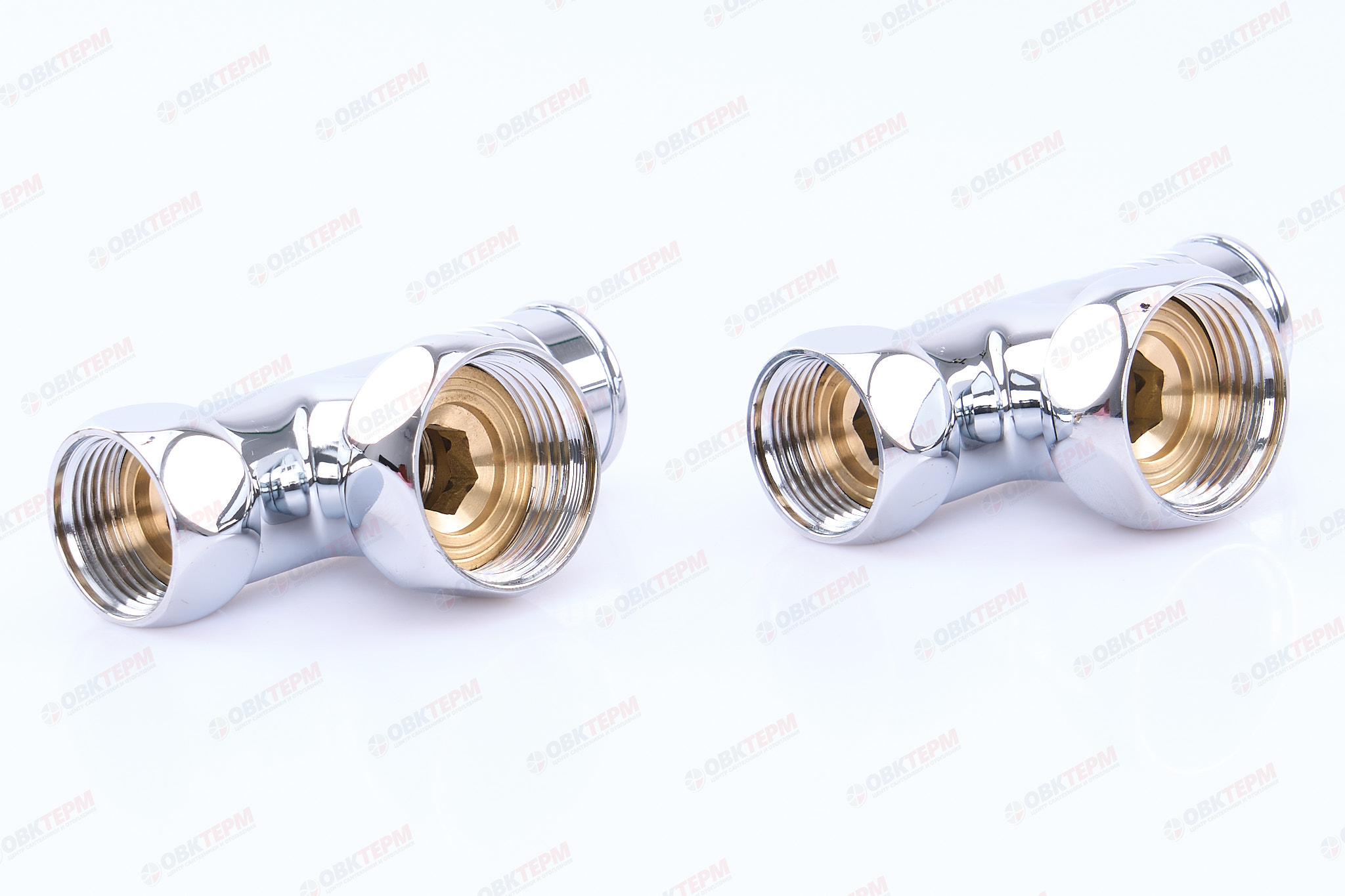 Кран  вентильный  с американкой   TIM   1"В - 3/4"В  хром, угловой, круглый - Изображение №2