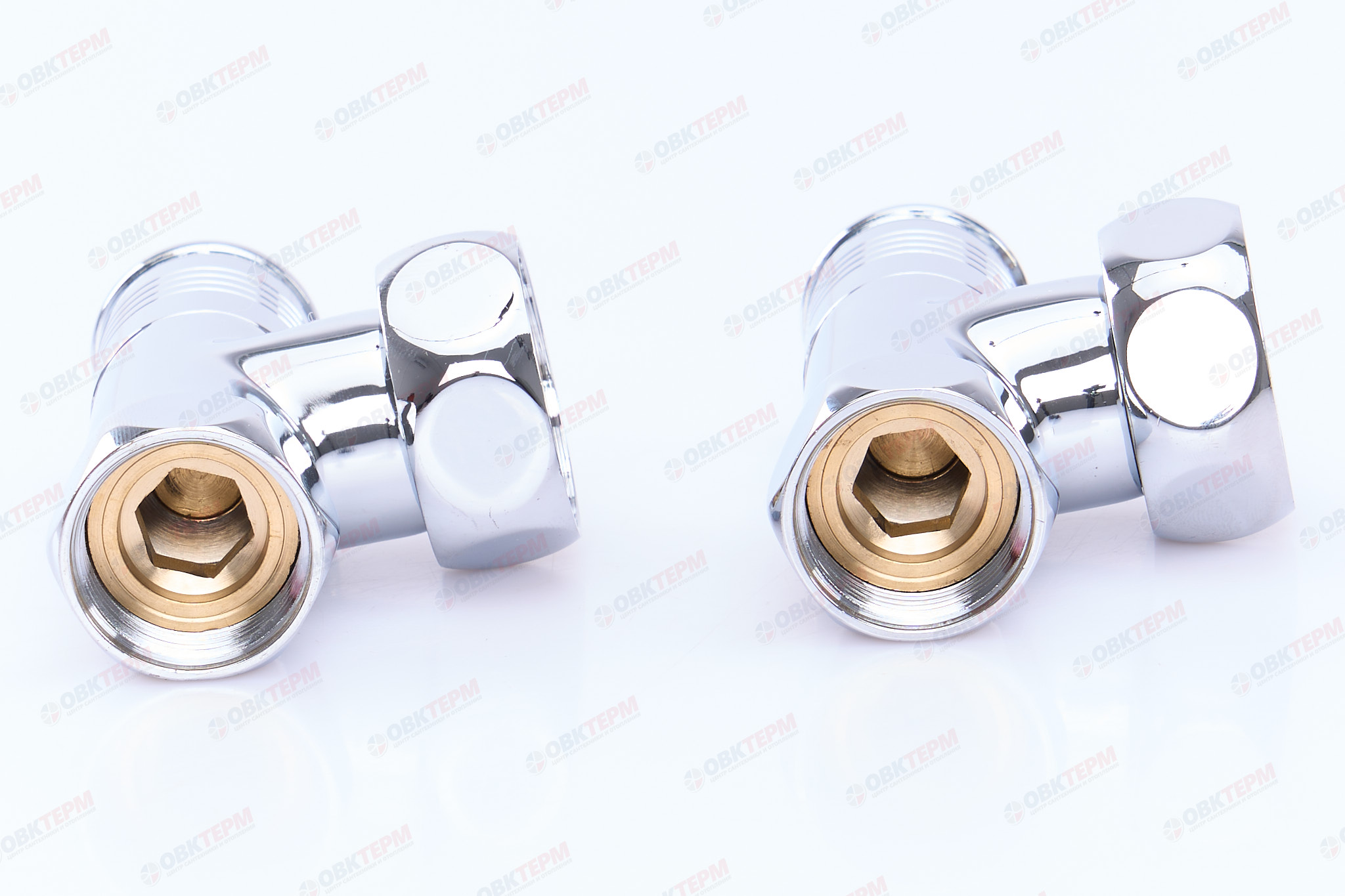 Кран  вентильный  с американкой   TIM   1"В - 3/4"В  хром, угловой, круглый - Изображение №3