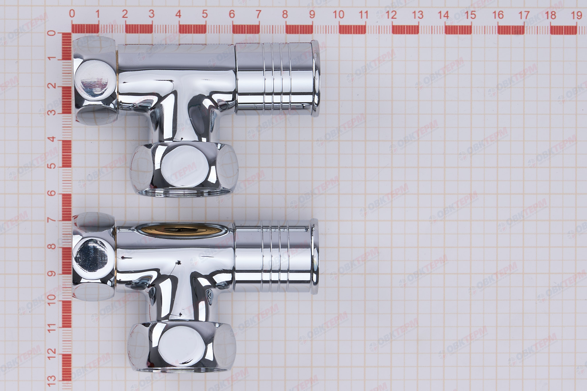 Кран  вентильный  с американкой   TIM   1"В - 3/4"В  хром, угловой, круглый - Изображение №5