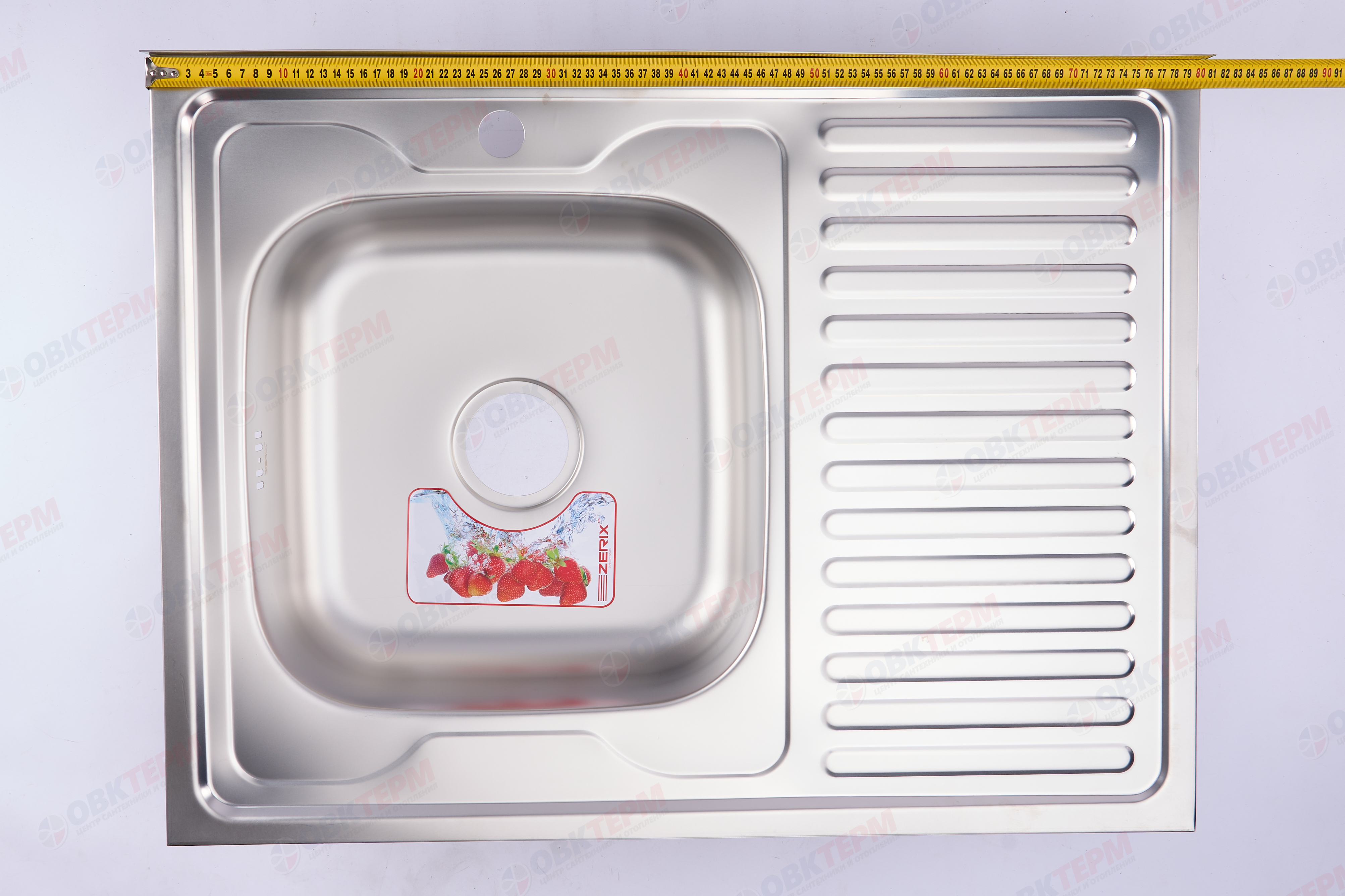 ZERIX мойка Z8060L-06-160E (SATIN) НАКЛАДНАЯ \ с сифоном (10шт/ящ) - миниатюра №9