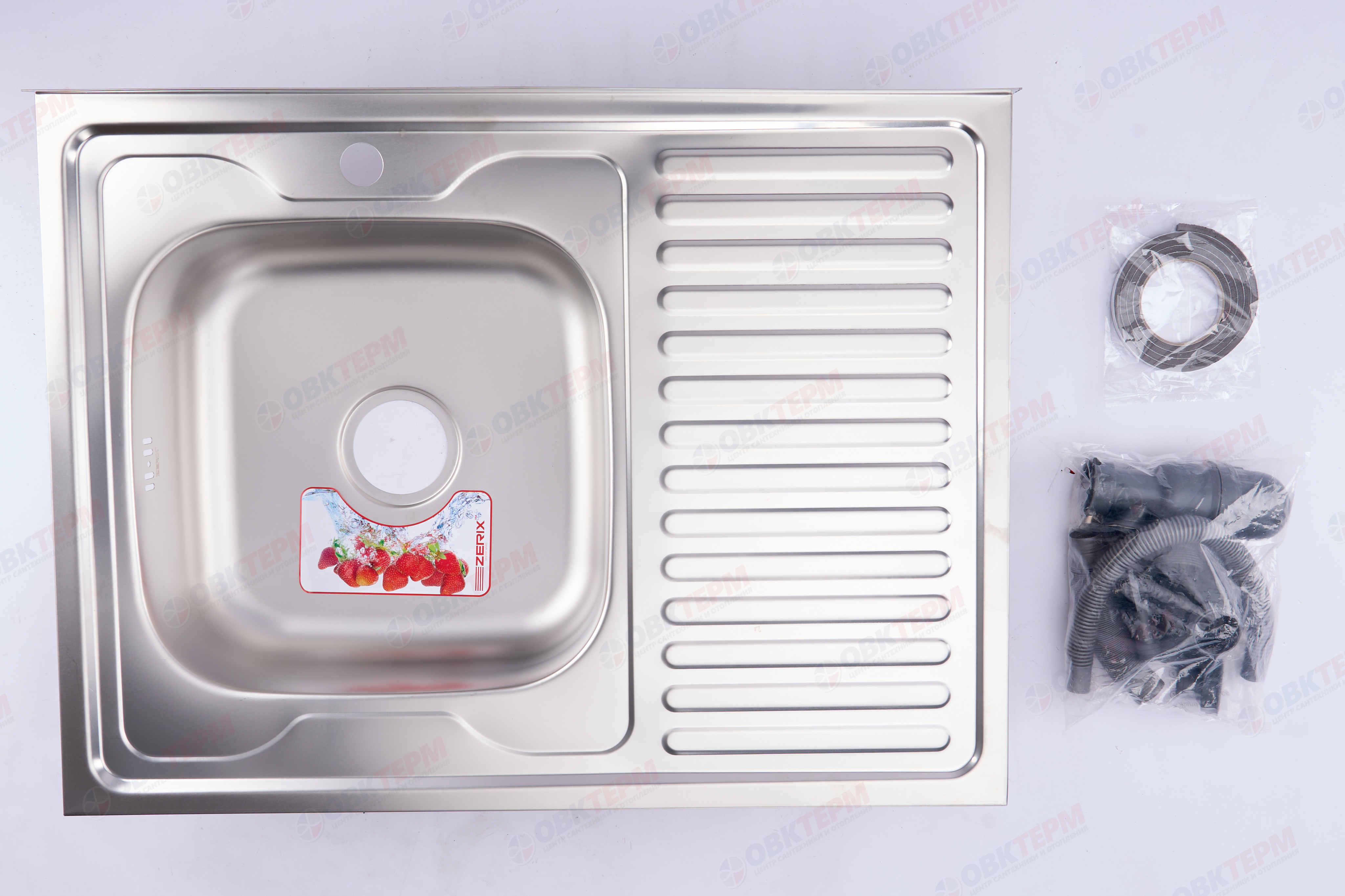 ZERIX мойка Z8060L-06-160E (SATIN) НАКЛАДНАЯ \ с сифоном (10шт/ящ) - миниатюра №11