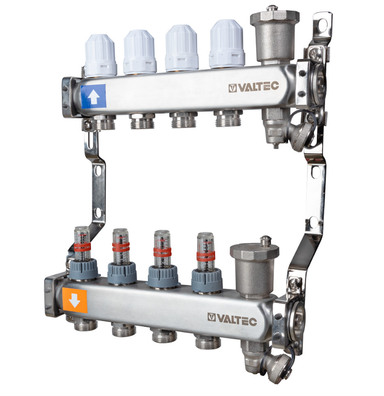 Коллект. ГРУППА   Valtec НЕРЖ со встр расх в сборе  1 * 4 вых. Еврок.3/4 (Аналог VTc.589.EMNX) - миниатюра №2