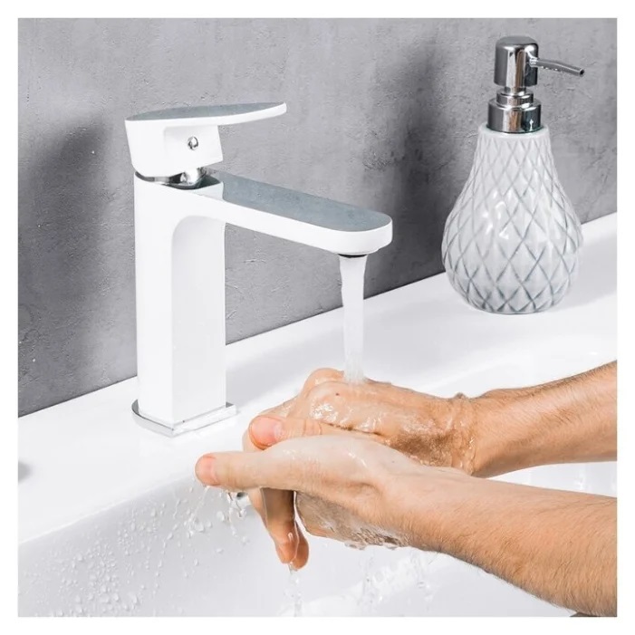 Смеситель д/раковины GAPPO G1083-8 латунь /белый /хром /Ø35, на гайке) - миниатюра №3