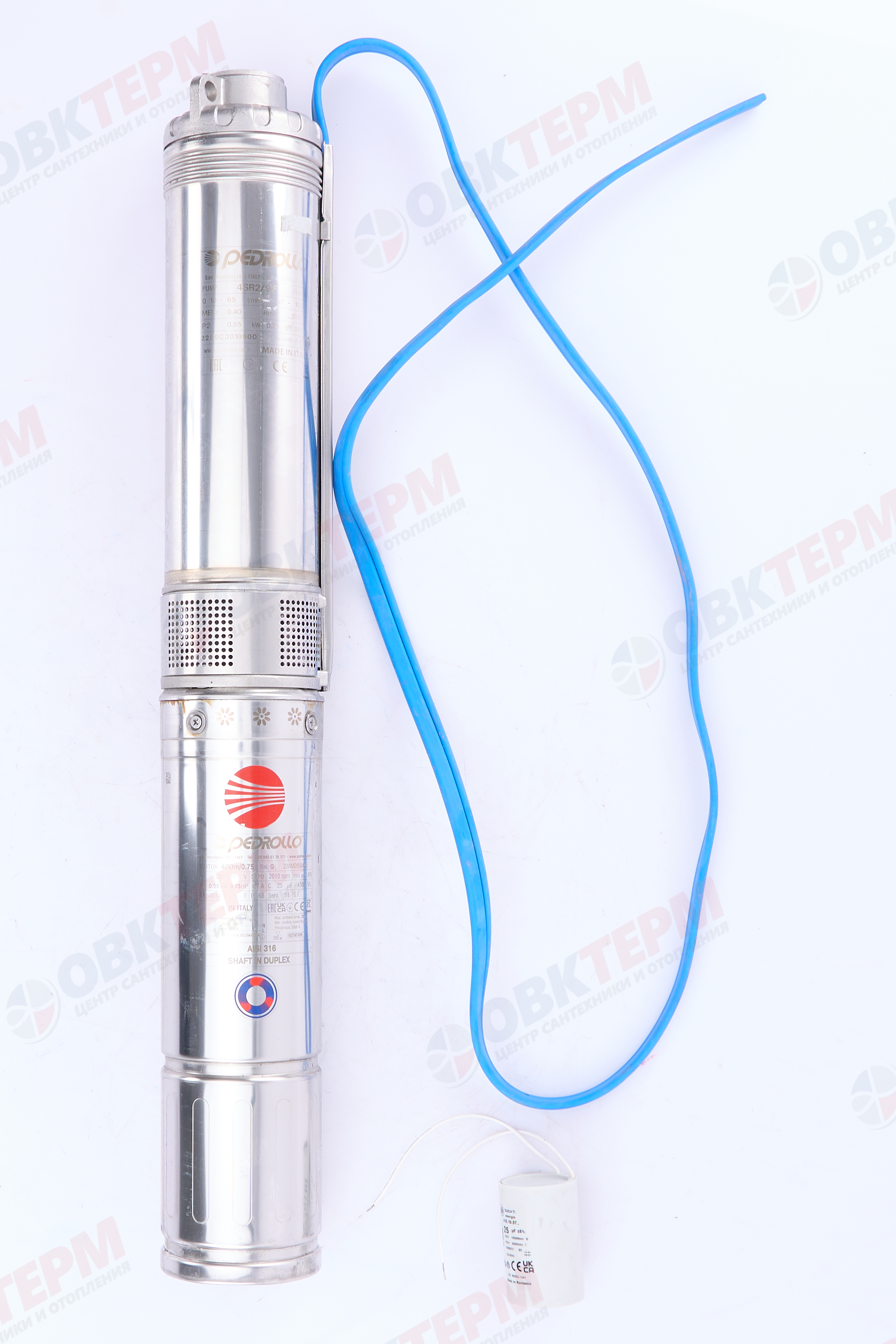Насос погружной 4SR 2m/09 F-P 0.55кВт Pedrollo   (0,55кВт/60л.м./70м.) 25 мКф - Изображение №3