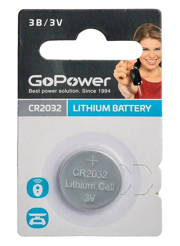 Батарейка GoPower CR2032 BL5 Lithium 3V 1шт/уп - Изображение №1