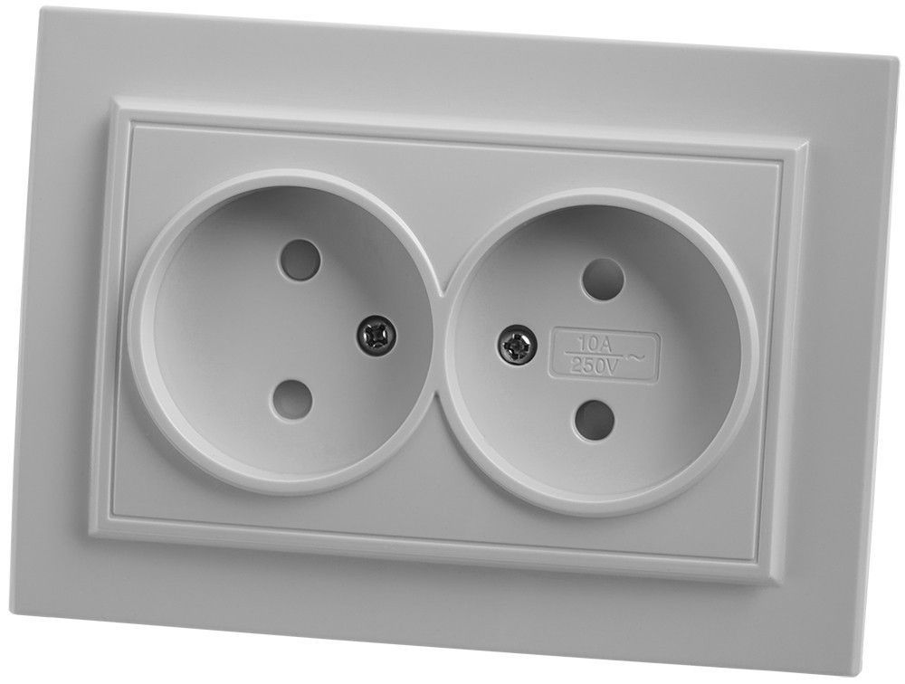 Розетка 2-местная б/з, 250В, 10А, STEKKER серия Эрна, PST10-9013-01, белый - Изображение №1