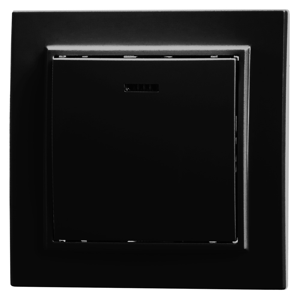 Выключатель 1-клавишный c индикатором, 250V, 10А, STEKKER серия Эрна, PSW10-9001-03, черный - Изображение №1