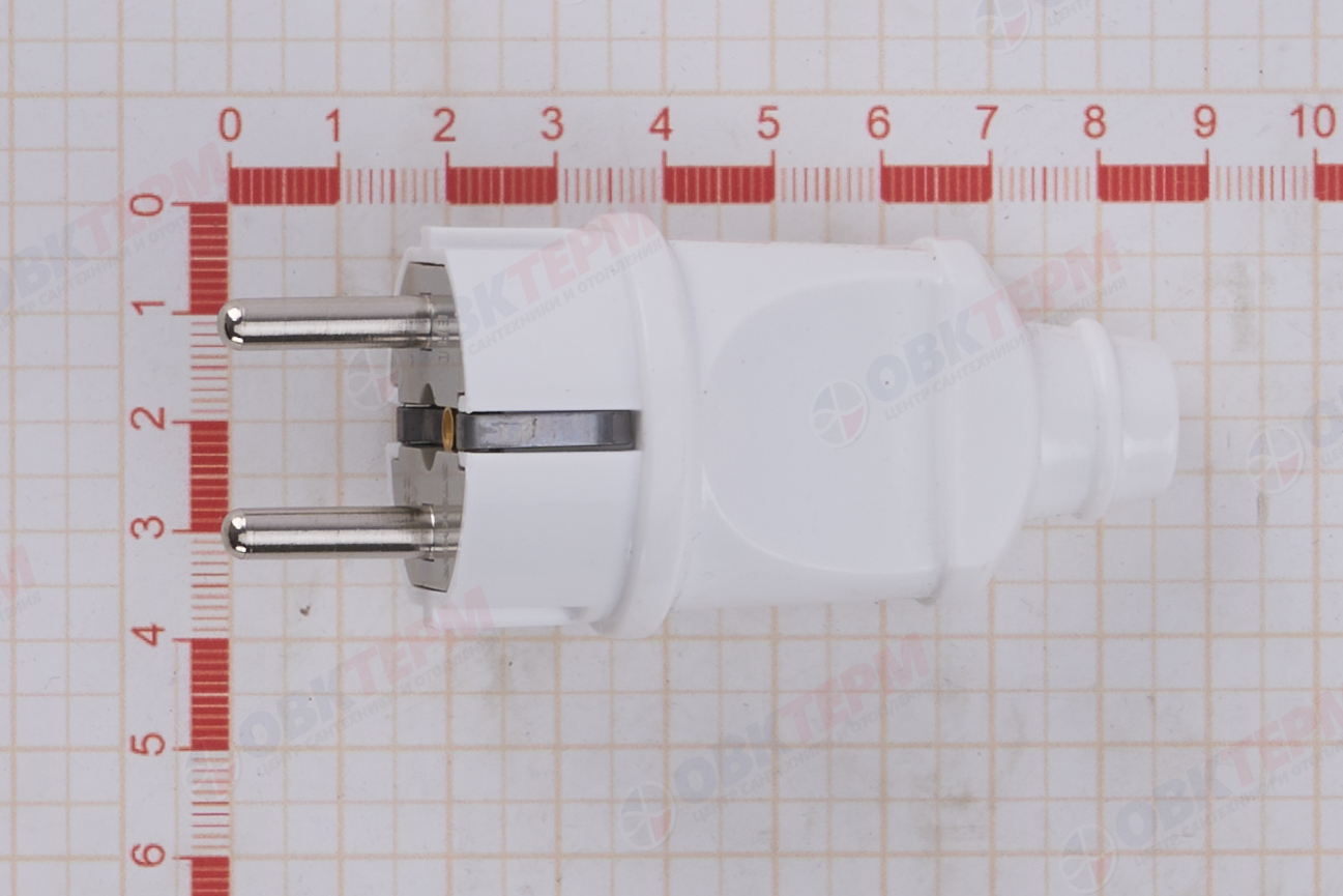 Вилка прямая с заземляющим контактом, ABS пластик 250В, 16A, IP20, белая, STEKKER PPG16-42-201 - миниатюра №9