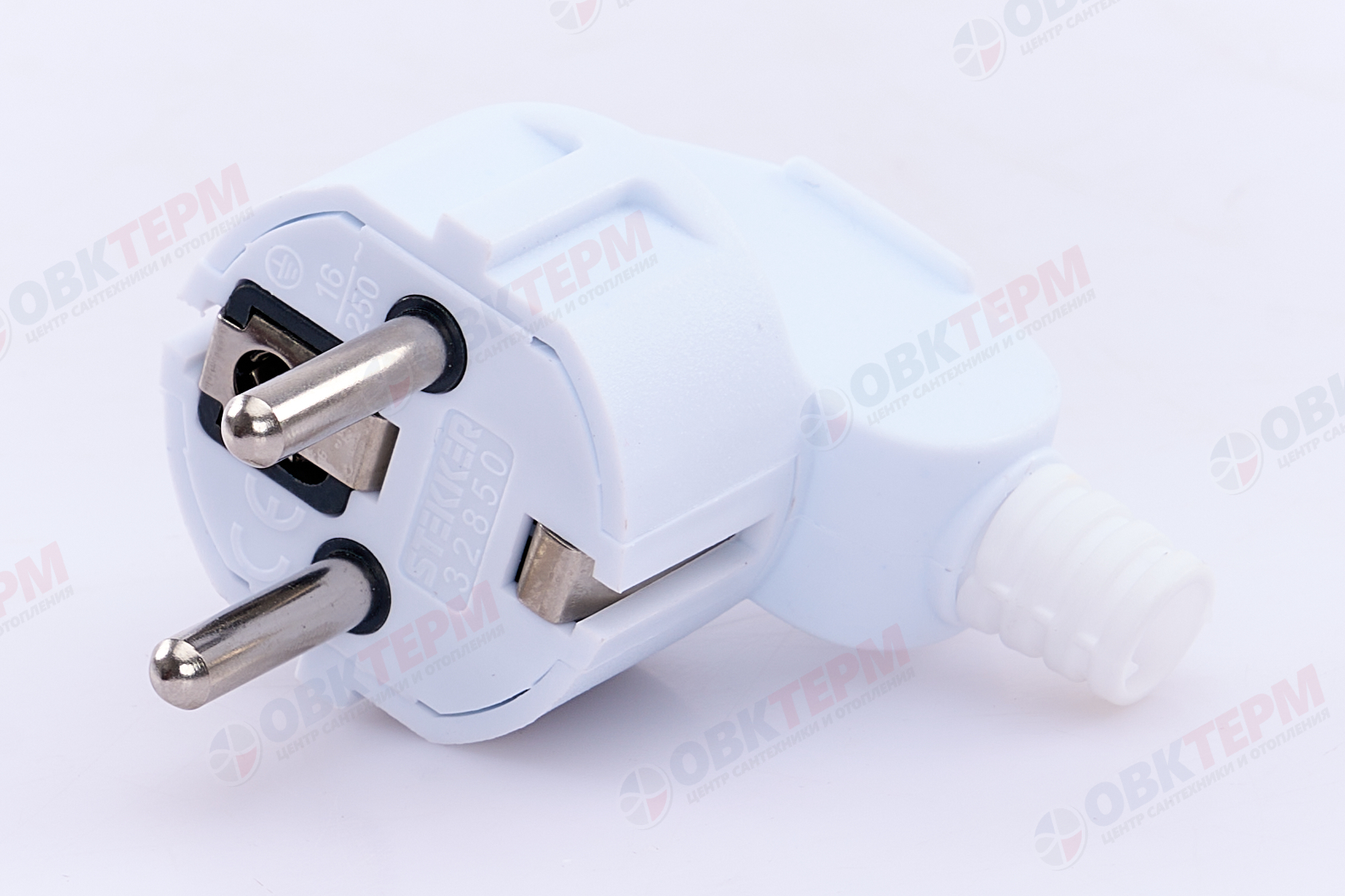 Вилка угловая с/з, STEKKER PPG16-41-202, белый - Изображение №2