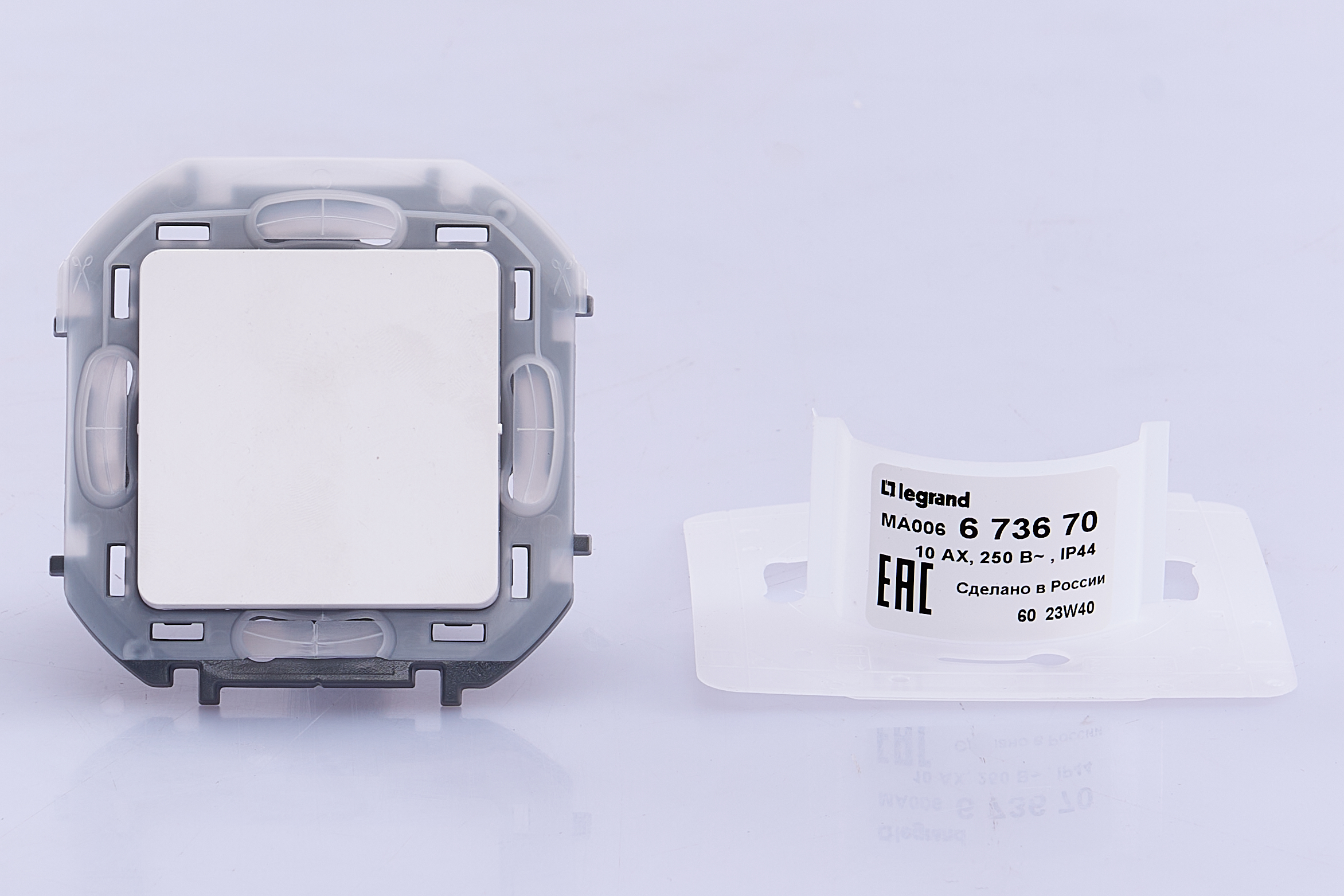 Переключатель 1-клавишный механизм Белый 10АХ 10А IP20 IEK Inspiria (Legrand) - миниатюра №6