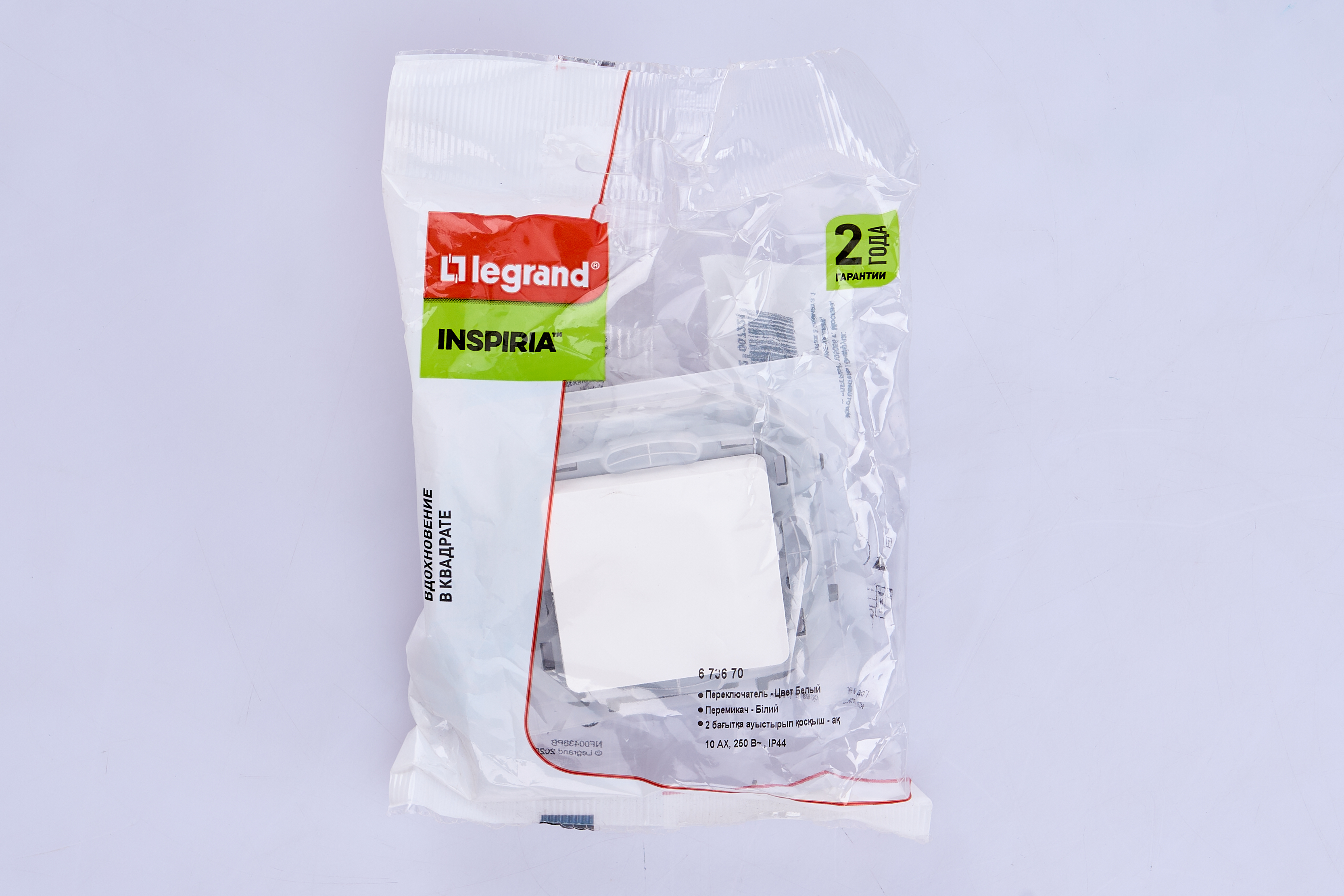 Переключатель 1-клавишный механизм Белый 10АХ 10А IP20 IEK Inspiria (Legrand) - миниатюра №11