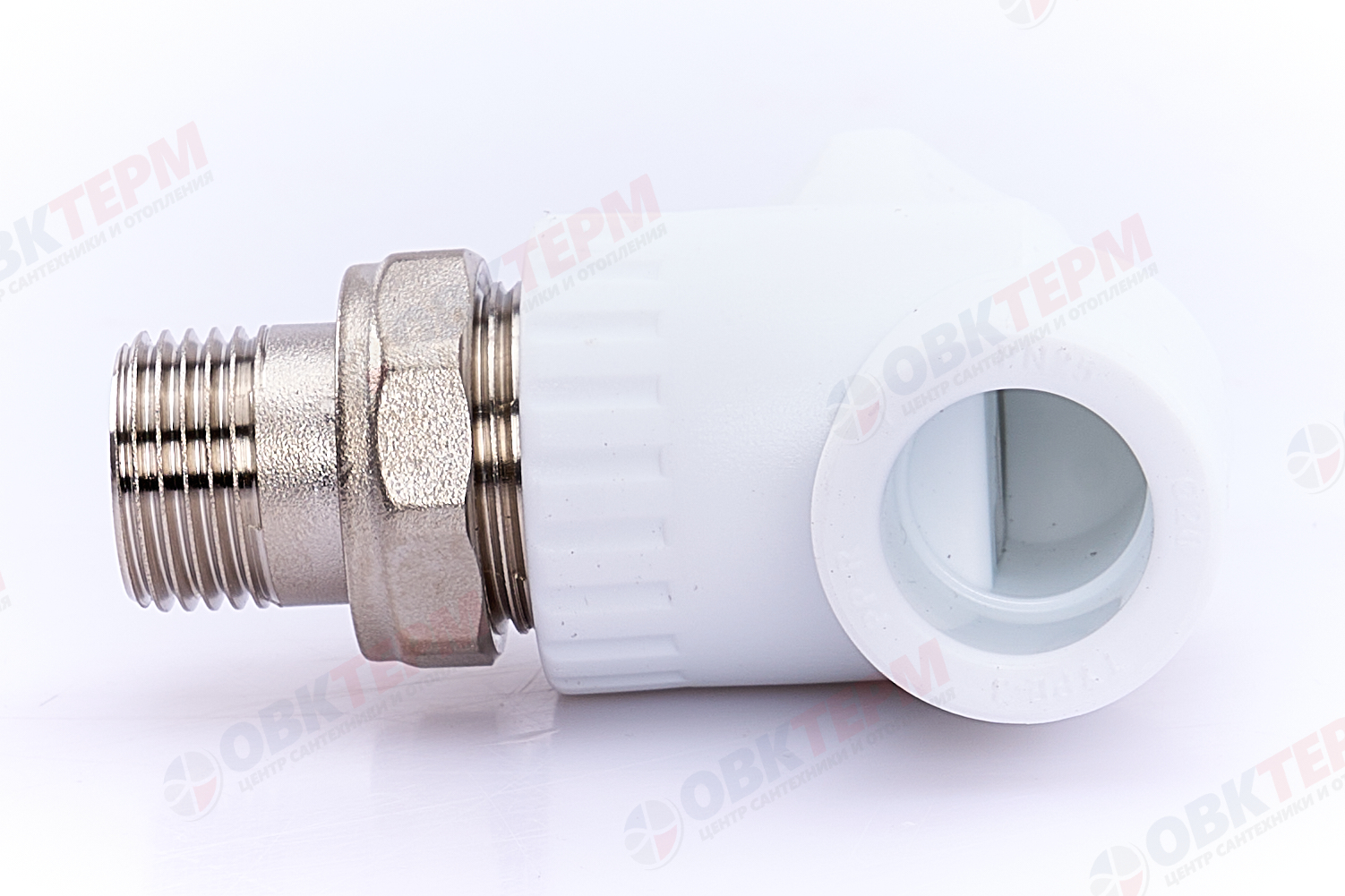 Кран рад.с нак. гайкой  20*1/2" угл.    (латунный шар)    БЕЛЫЙ PP-R    (RTP)    (50/1) - Изображение №4