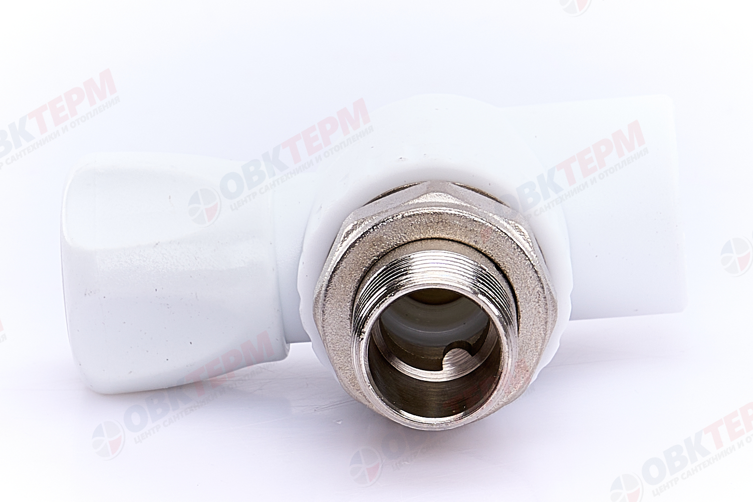 Кран рад.с нак. гайкой  20*1/2" угл.    (латунный шар)    БЕЛЫЙ PP-R    (RTP)    (50/1) - Изображение №5